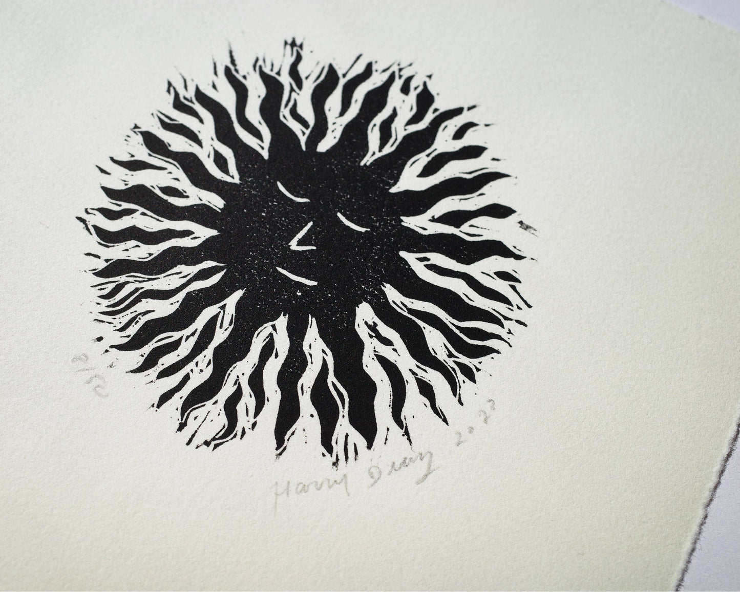 Happy Sun - Woodcut Print