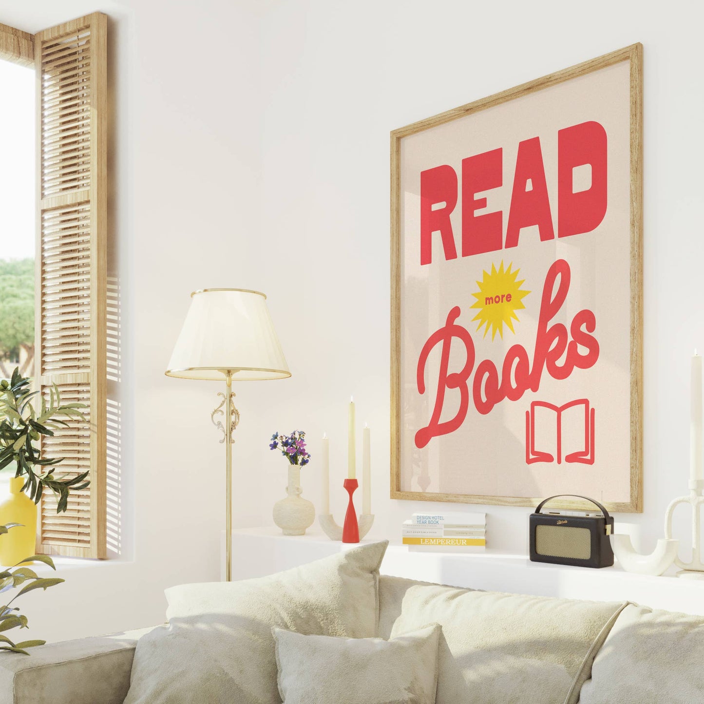 Read More Book Print - Retro Book Club Art Poster : Red / 11 x 14