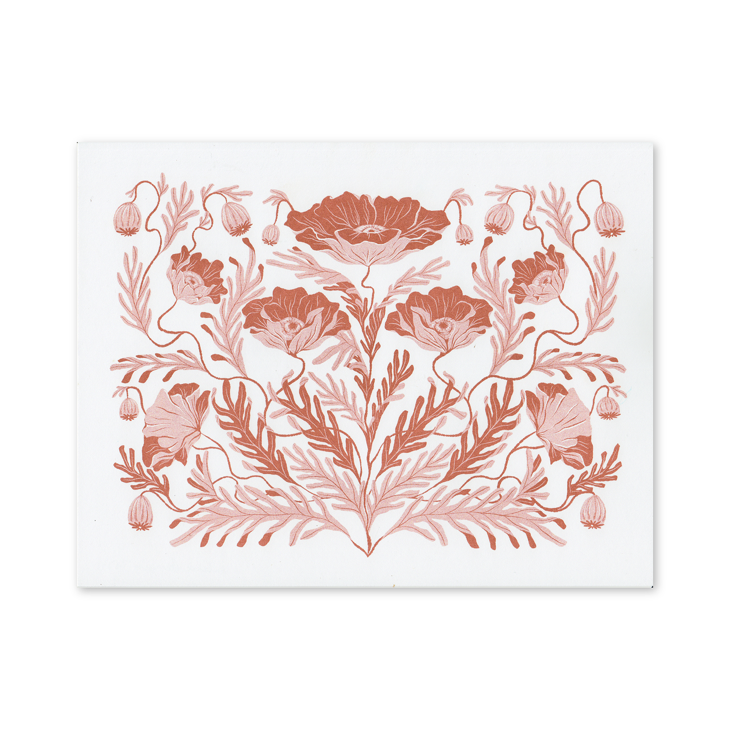 Ornamental Poppy Bloom Print: Hunter Green