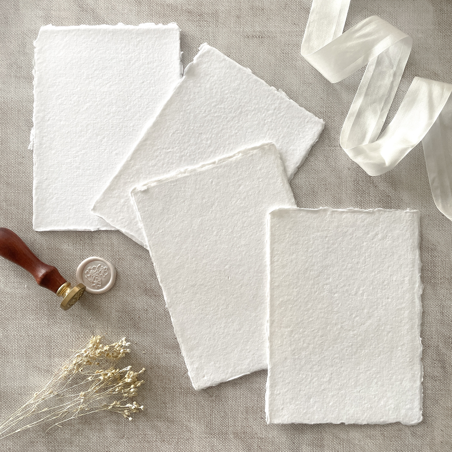 Premium White Handmade Paper | Per Sheet | Recycled Cotton 5"x7"