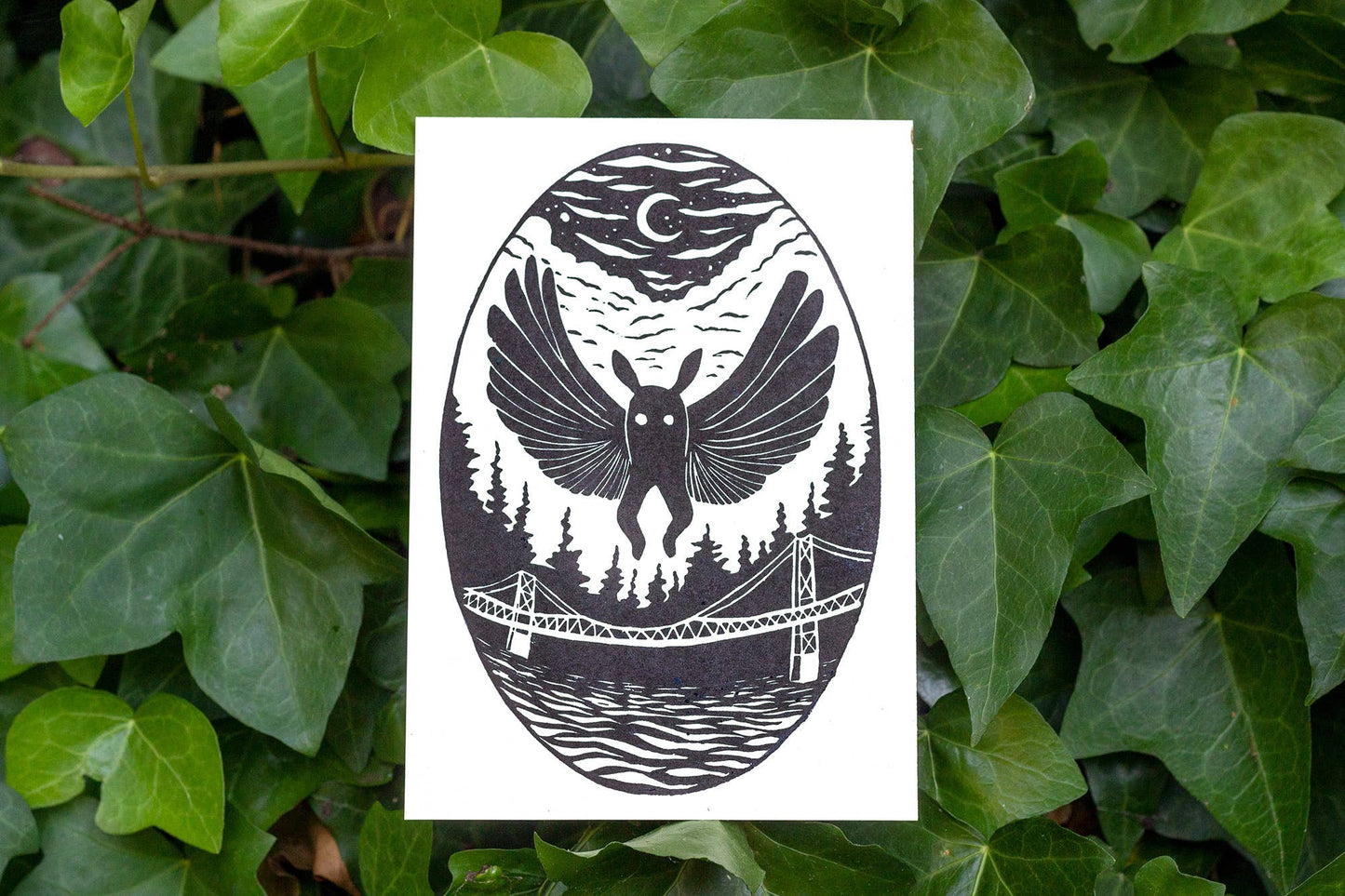 Mothman Linocut Print