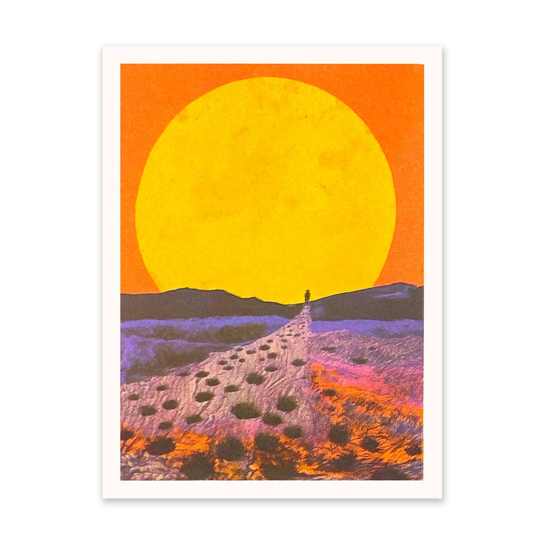 Red Sunset Landscape 1 Risograph Print
