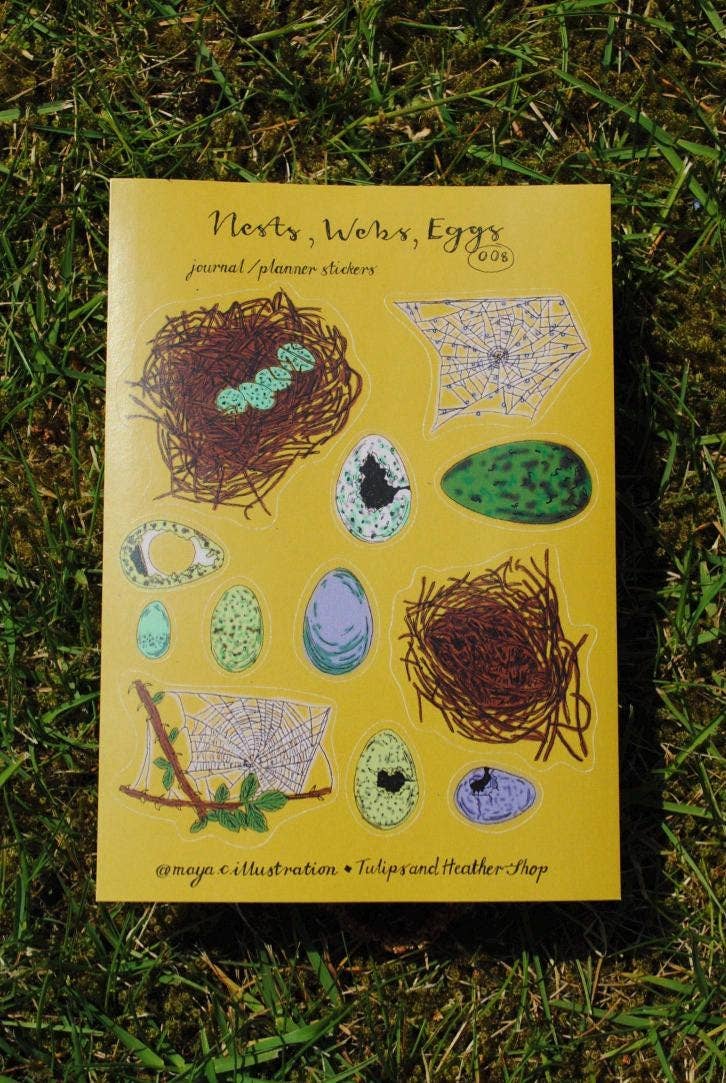 Sticker Sheet "Nests, Webs, Eggs" for journals and planners