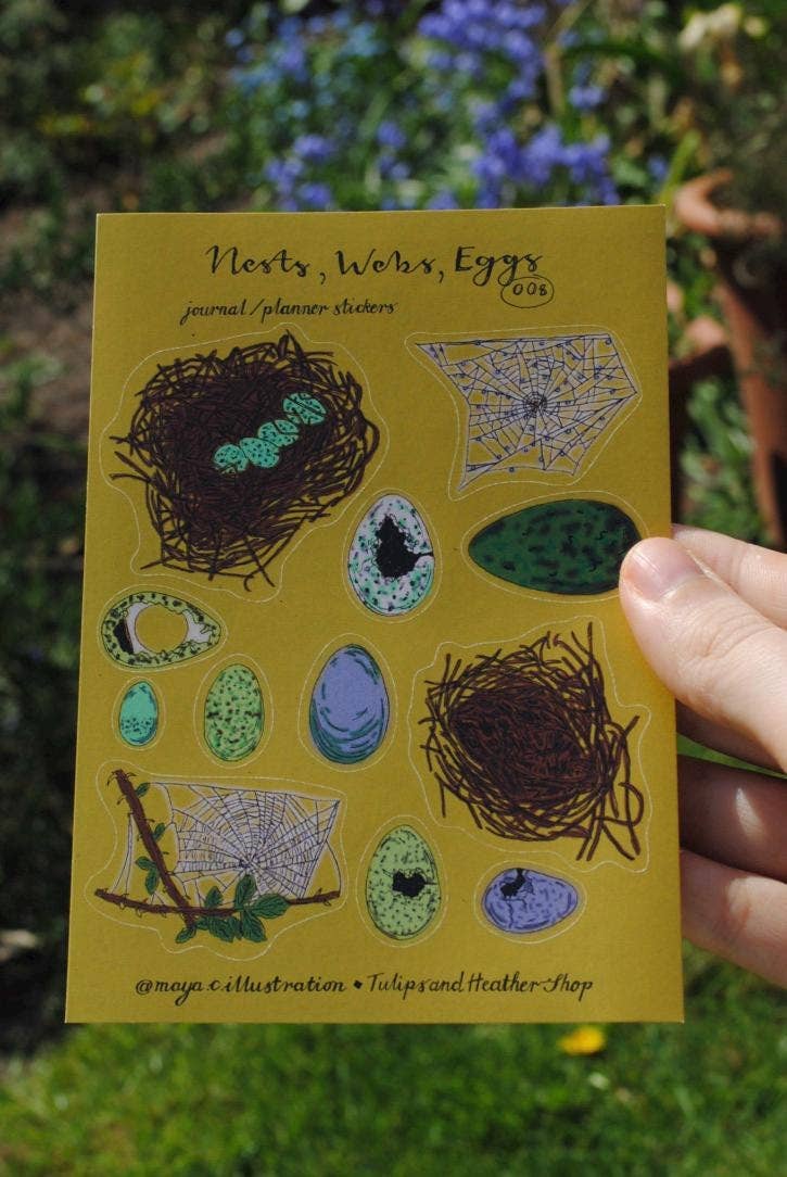 Sticker Sheet "Nests, Webs, Eggs" for journals and planners