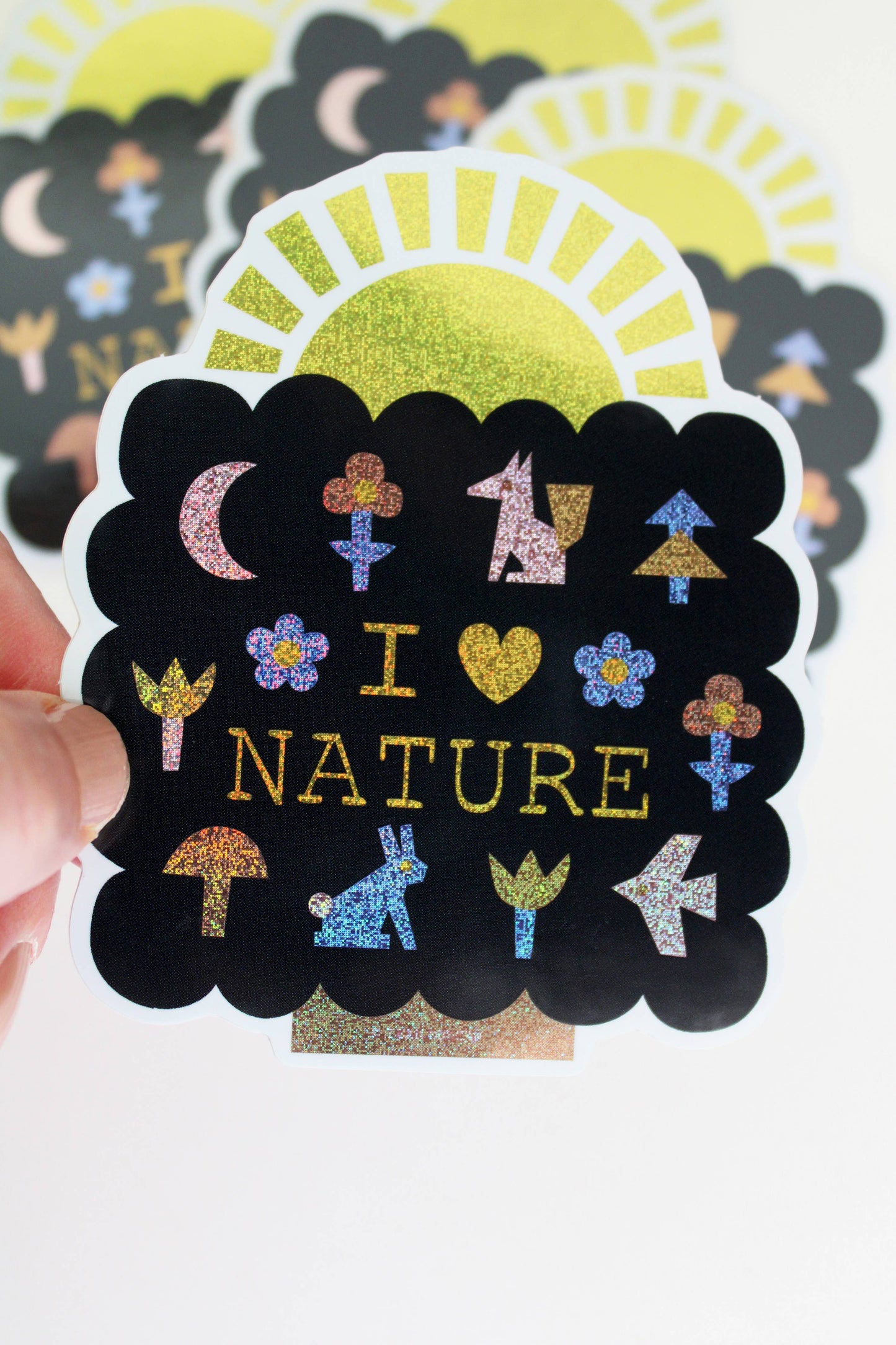I Love Nature Glitter Vinyl Sticker
