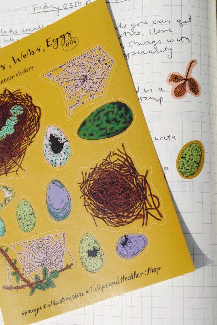 Sticker Sheet "Nests, Webs, Eggs" for journals and planners