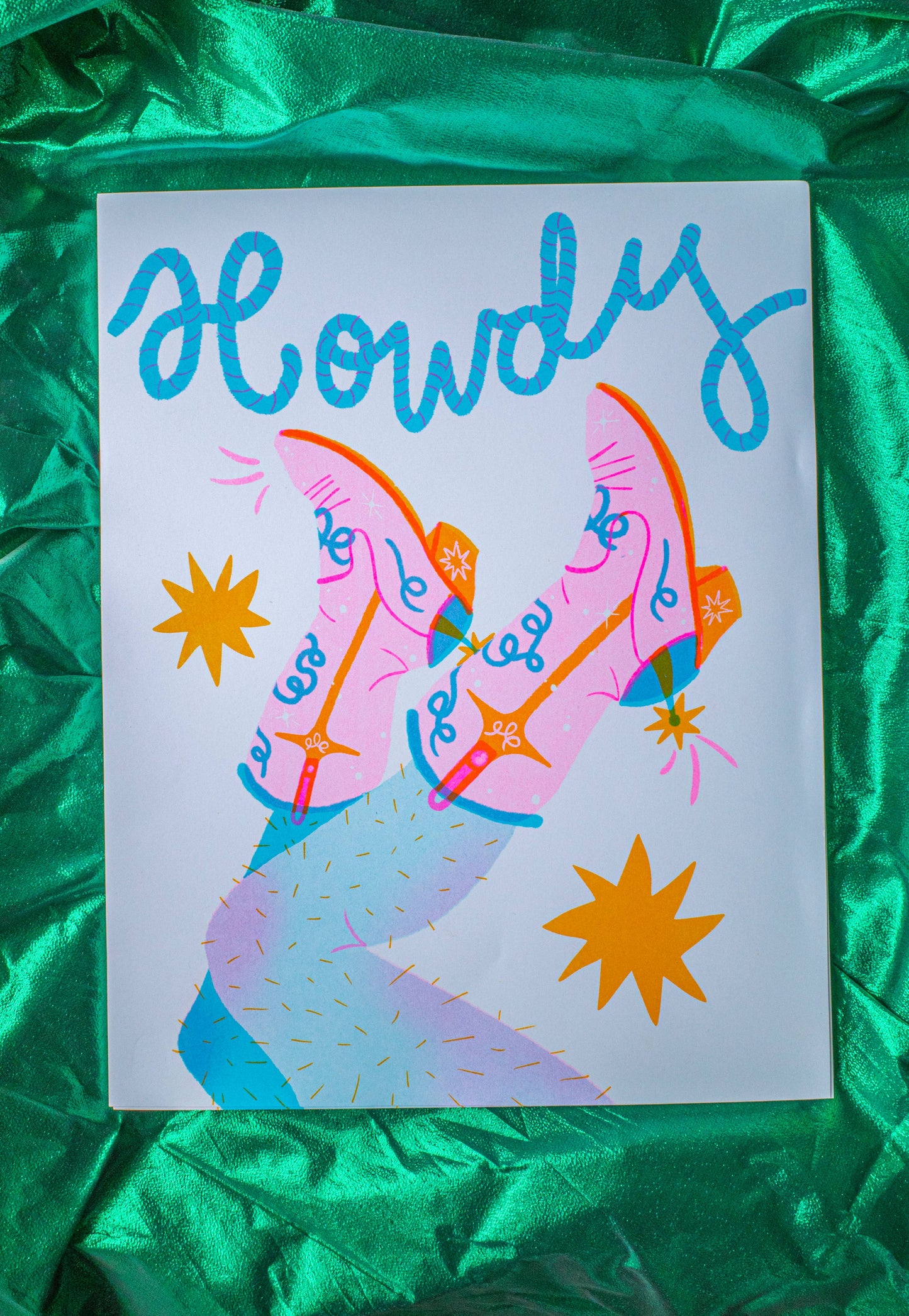 Howdy Risograph Art Print 11x14"