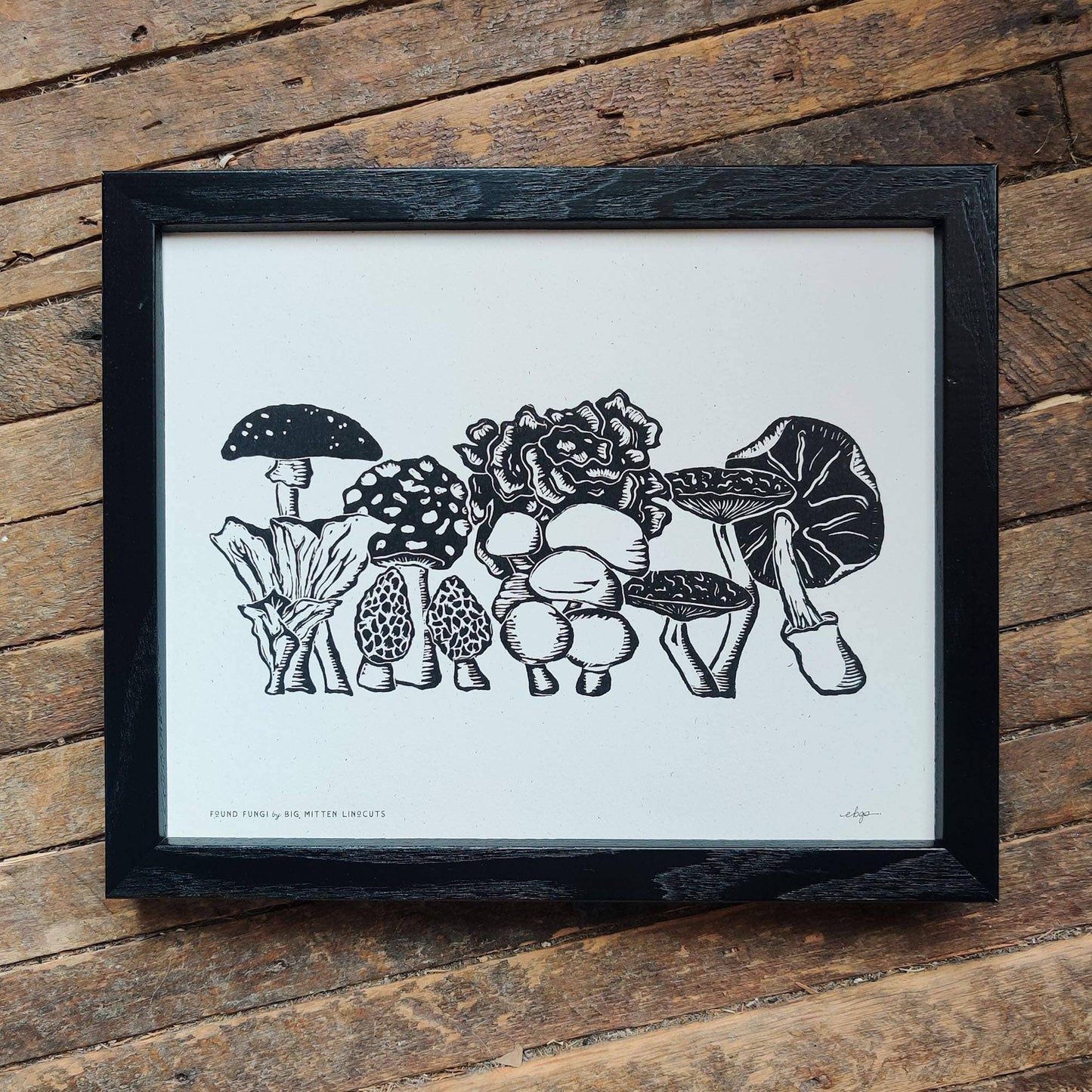 Found Fungi Linoprint
