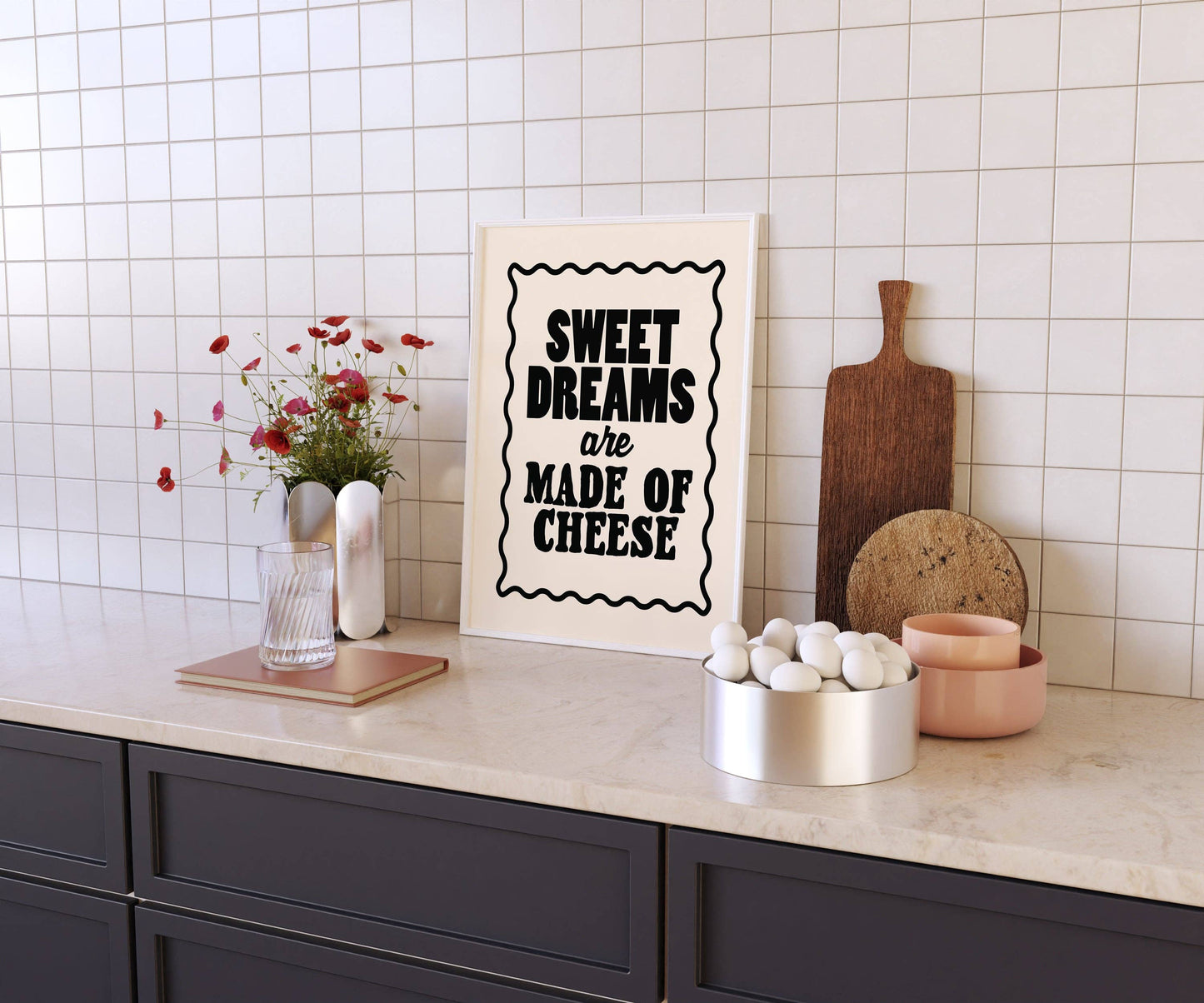 Sweet Dreams are Made of Cheese Print | Funny Kitchen Art: Yellow / 8.5 x 11