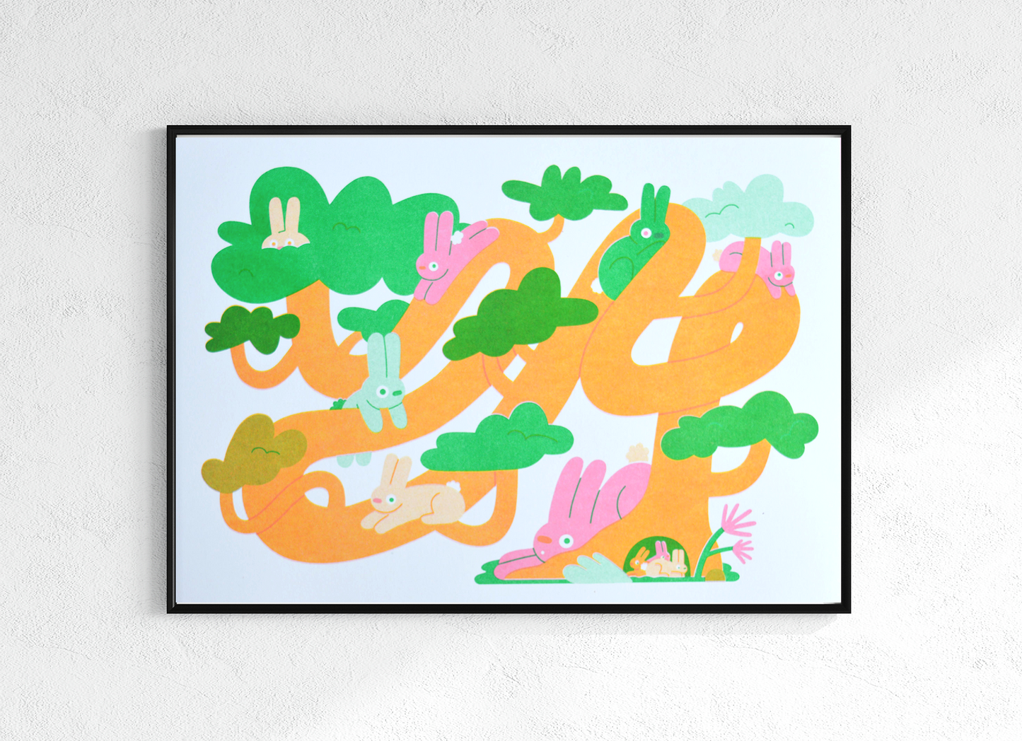 Bunny Fields Risograph Print