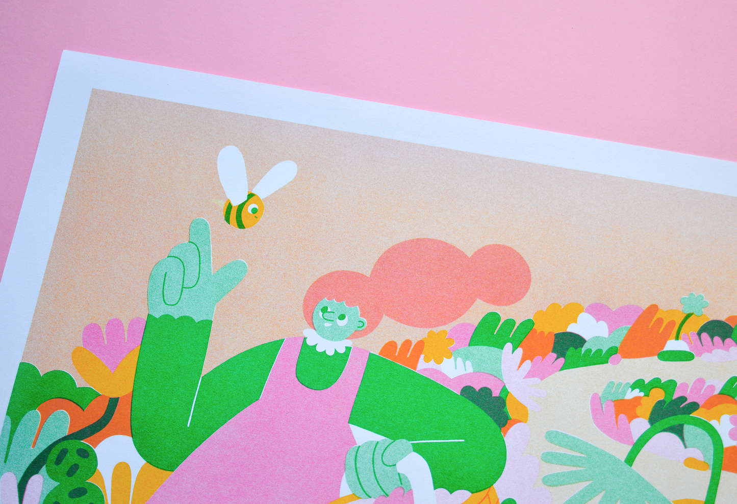 Bee Fields Risograph Print