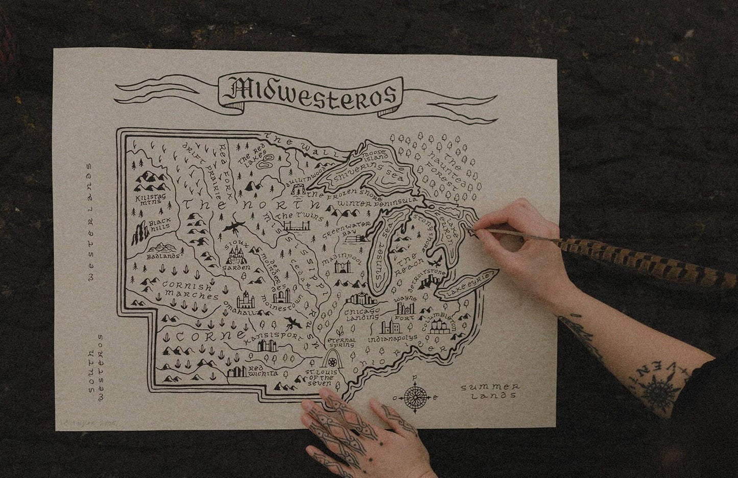 Midwesteros Map Print: 14 x 11