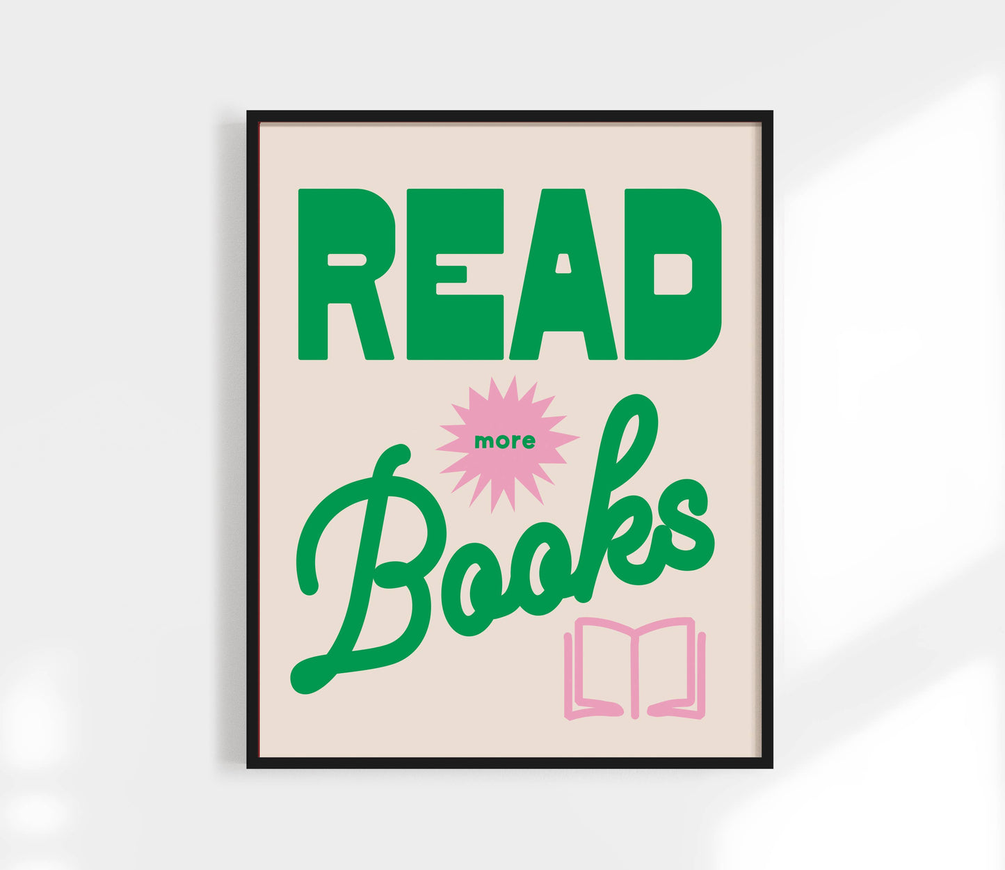 Read More Book Print - Retro Book Club Art Poster : Red / 11 x 14