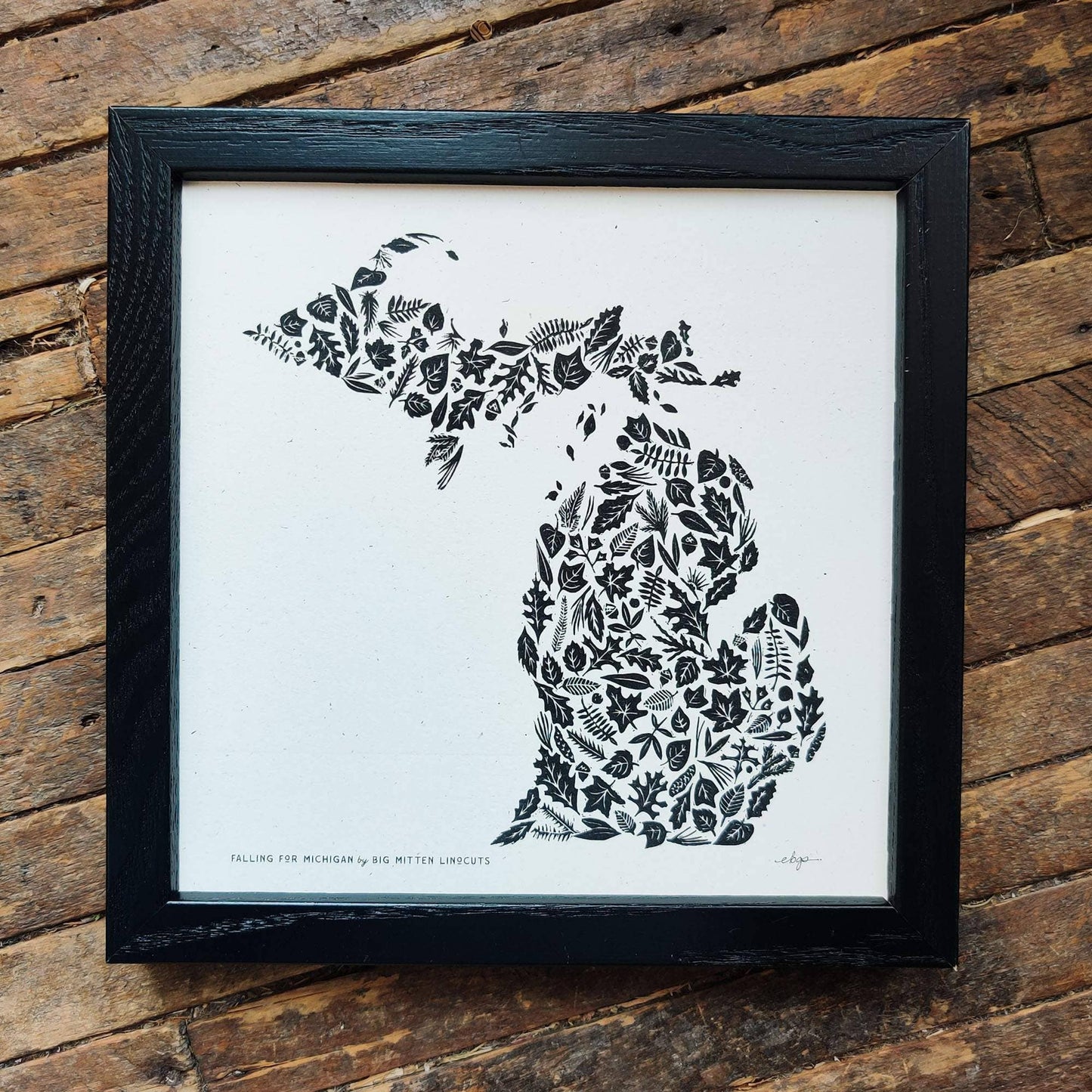 Falling for Michigan Linoprint