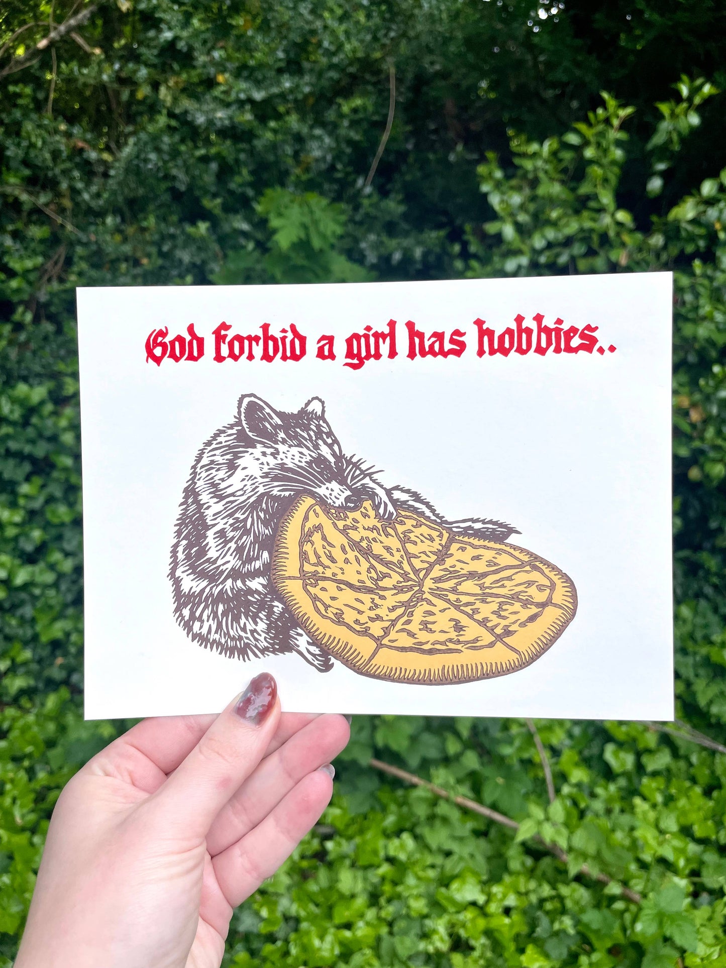 Raccoon Linocut Print