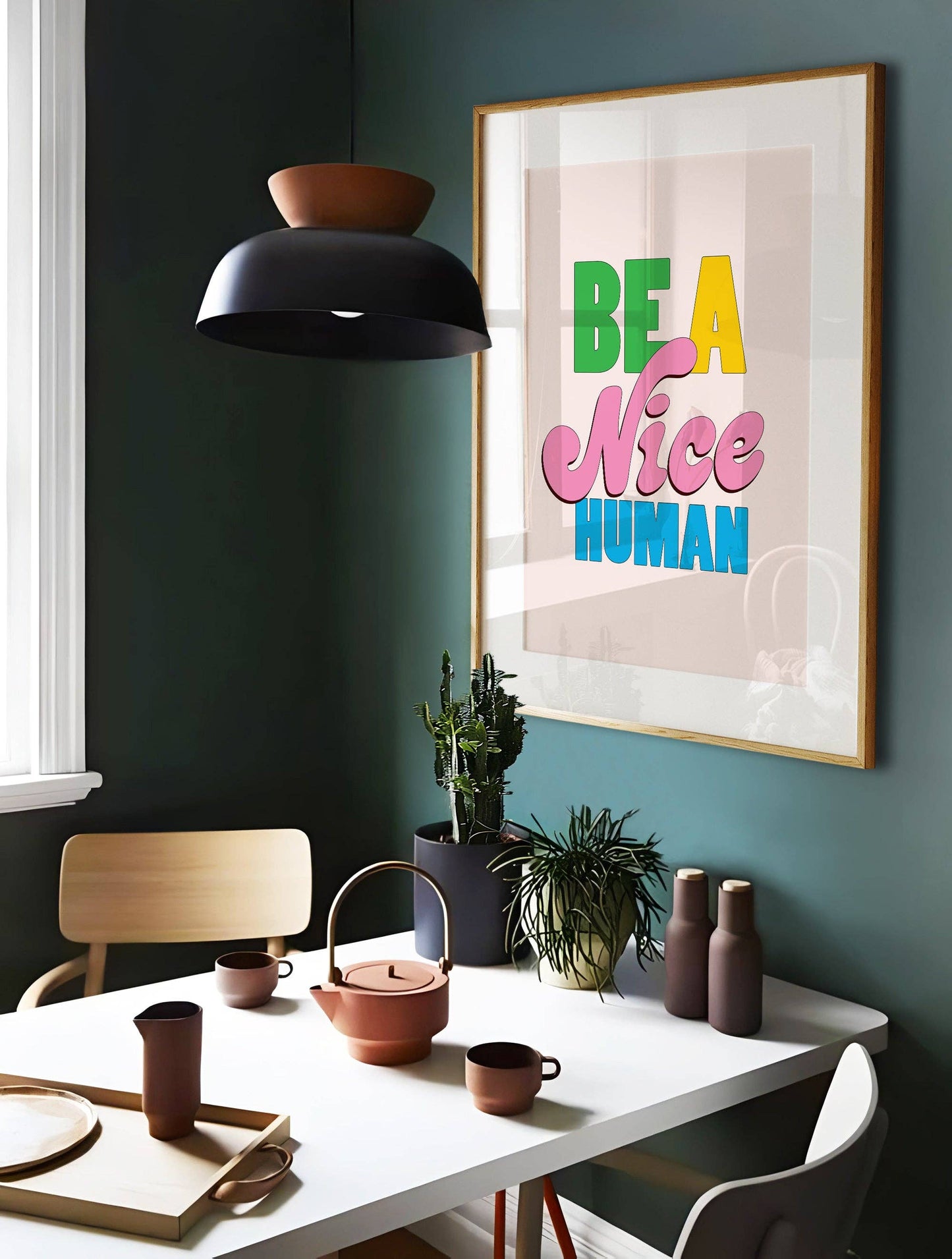 Be A Nice Human Print | Colorful Funny Art Print: Multi / 8 x 10"