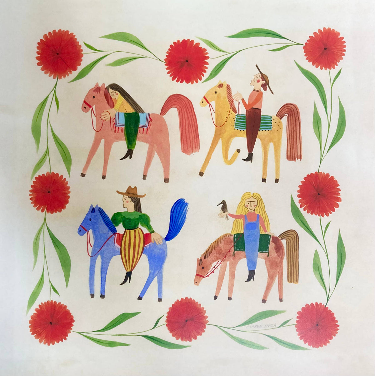 Four Horses Print