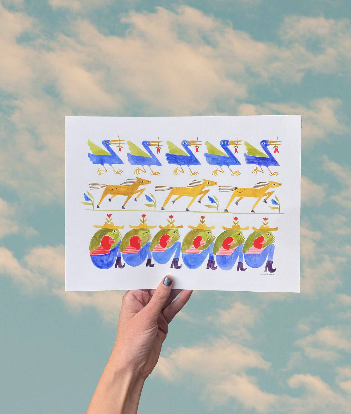 Blue Birds, Fast Horses, Whispering Ladies Giclee art print