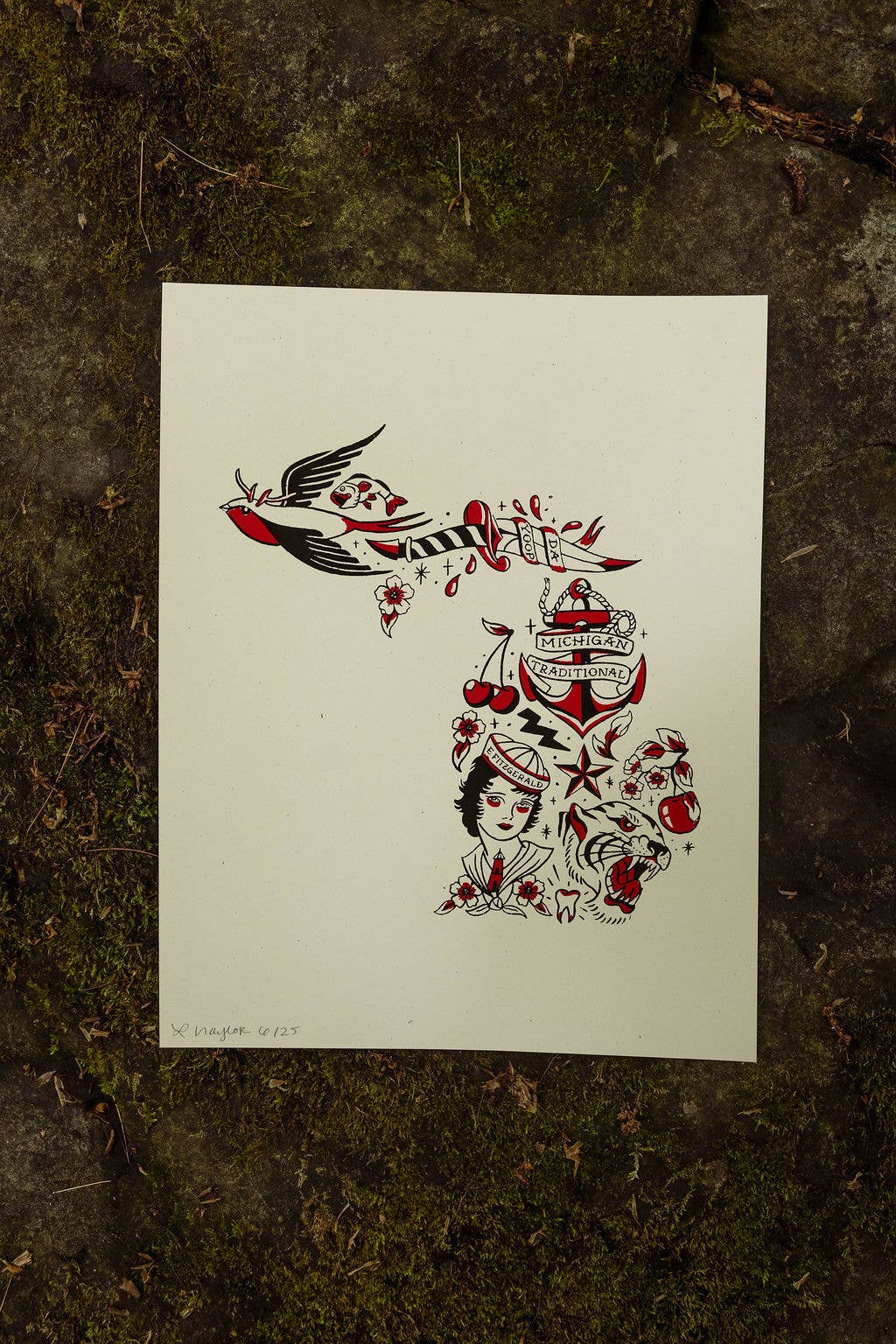 Michigan Traditional Tattoo Map