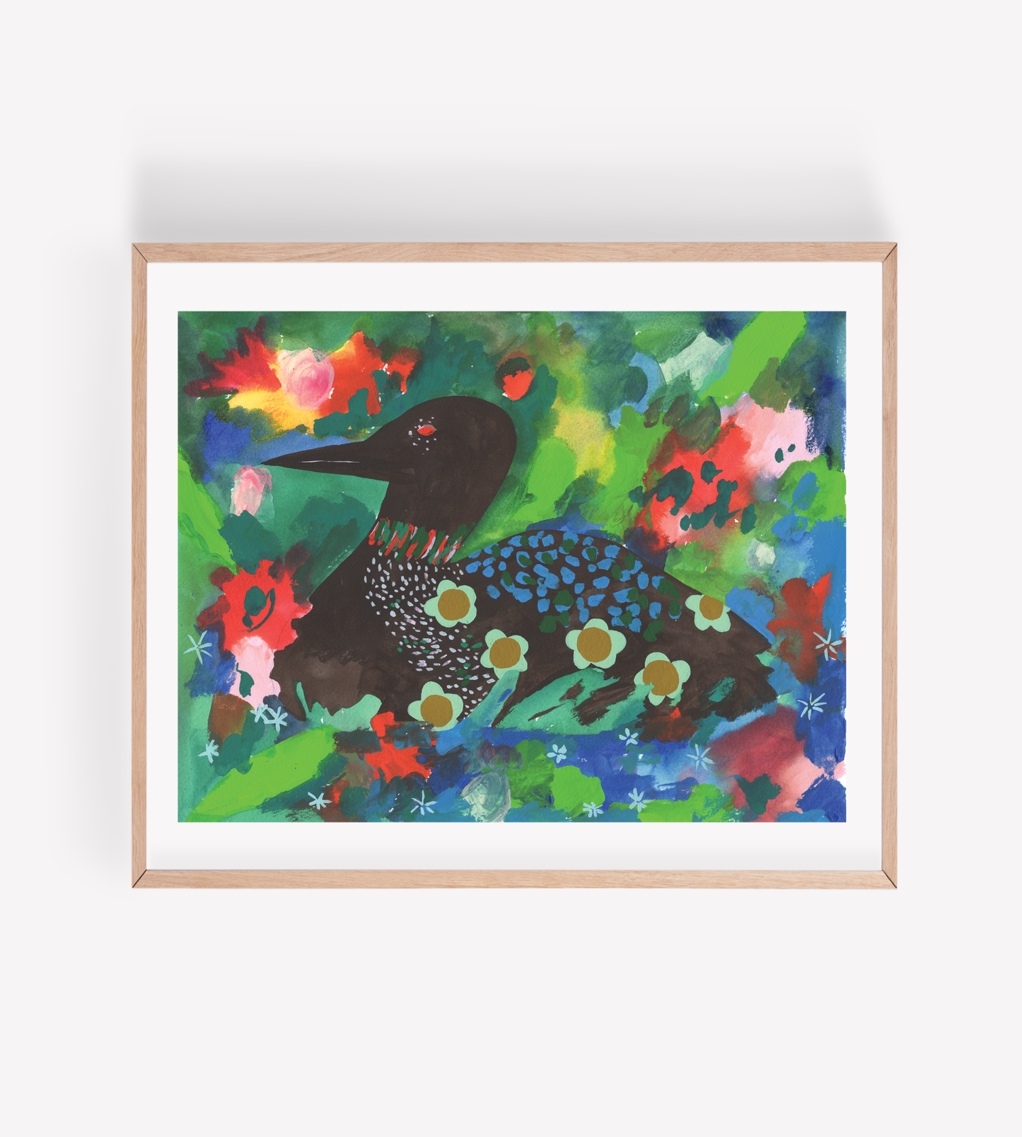 Psychedelic Watercolor Loon Art Print (Larger Sizes Avail): 8x10"