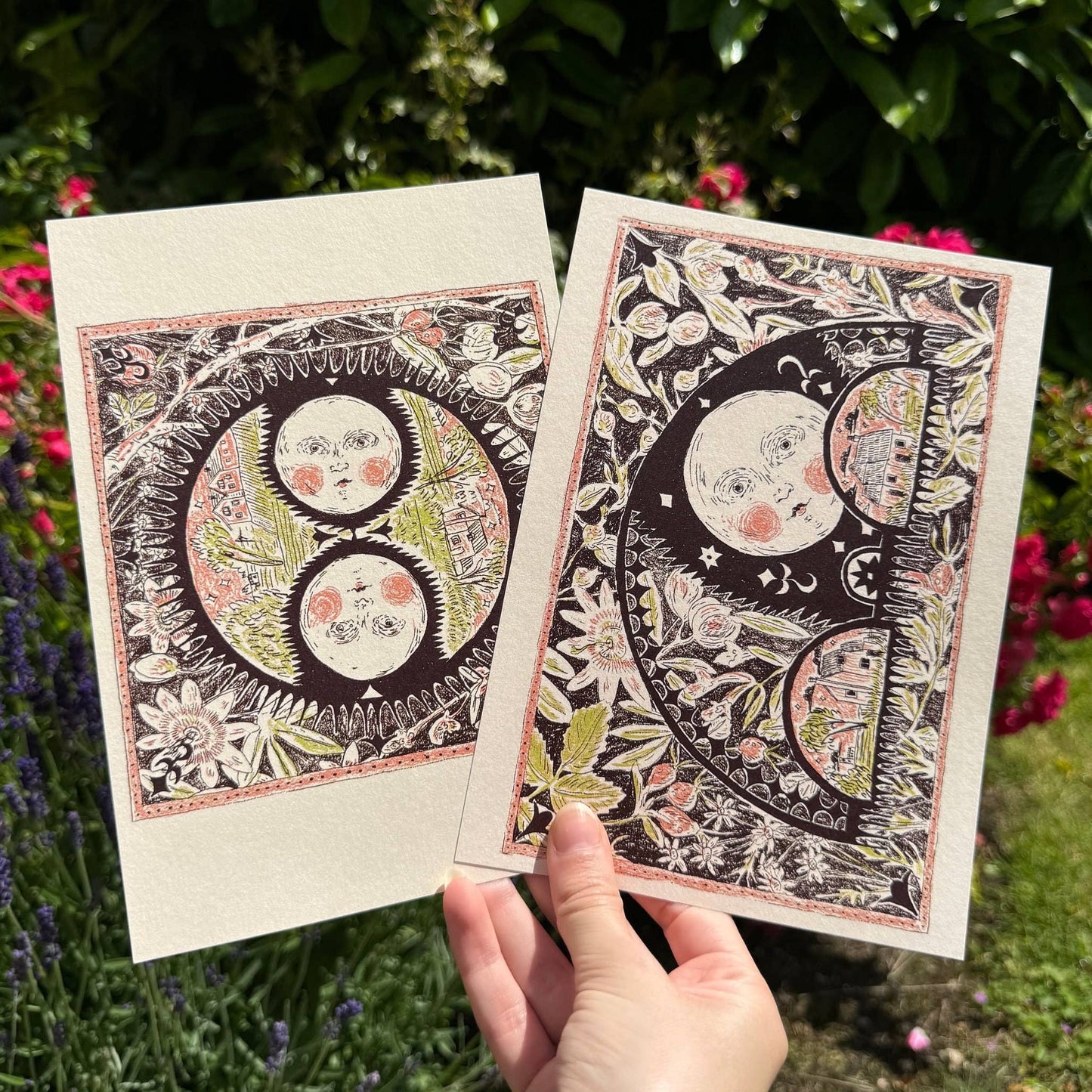 Moon Face Botanical A5 Prints: Moon in arch