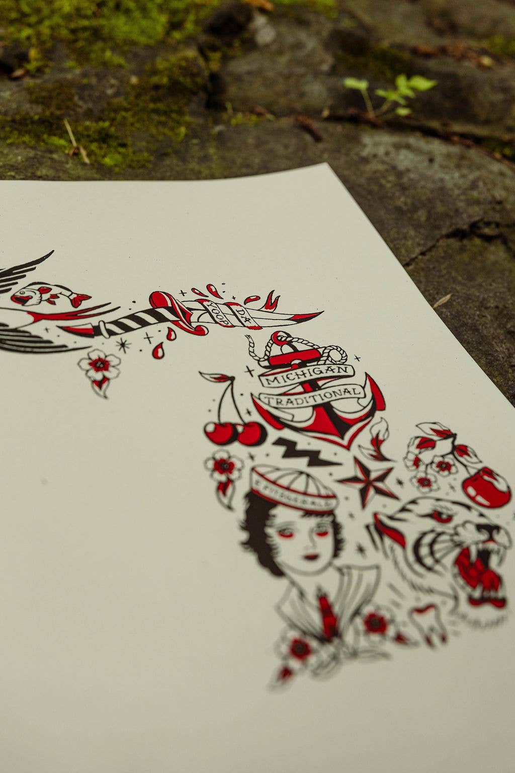 Michigan Traditional Tattoo Map