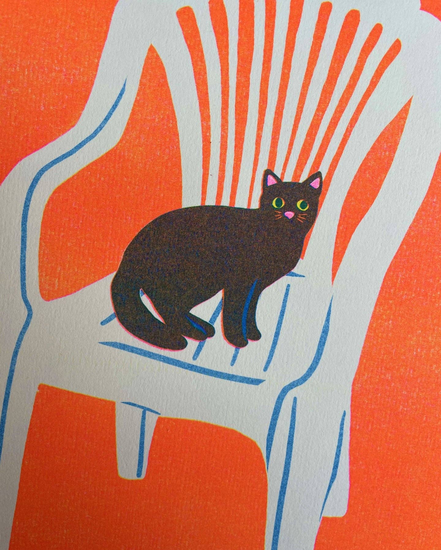 Cat in Chair Riso Print