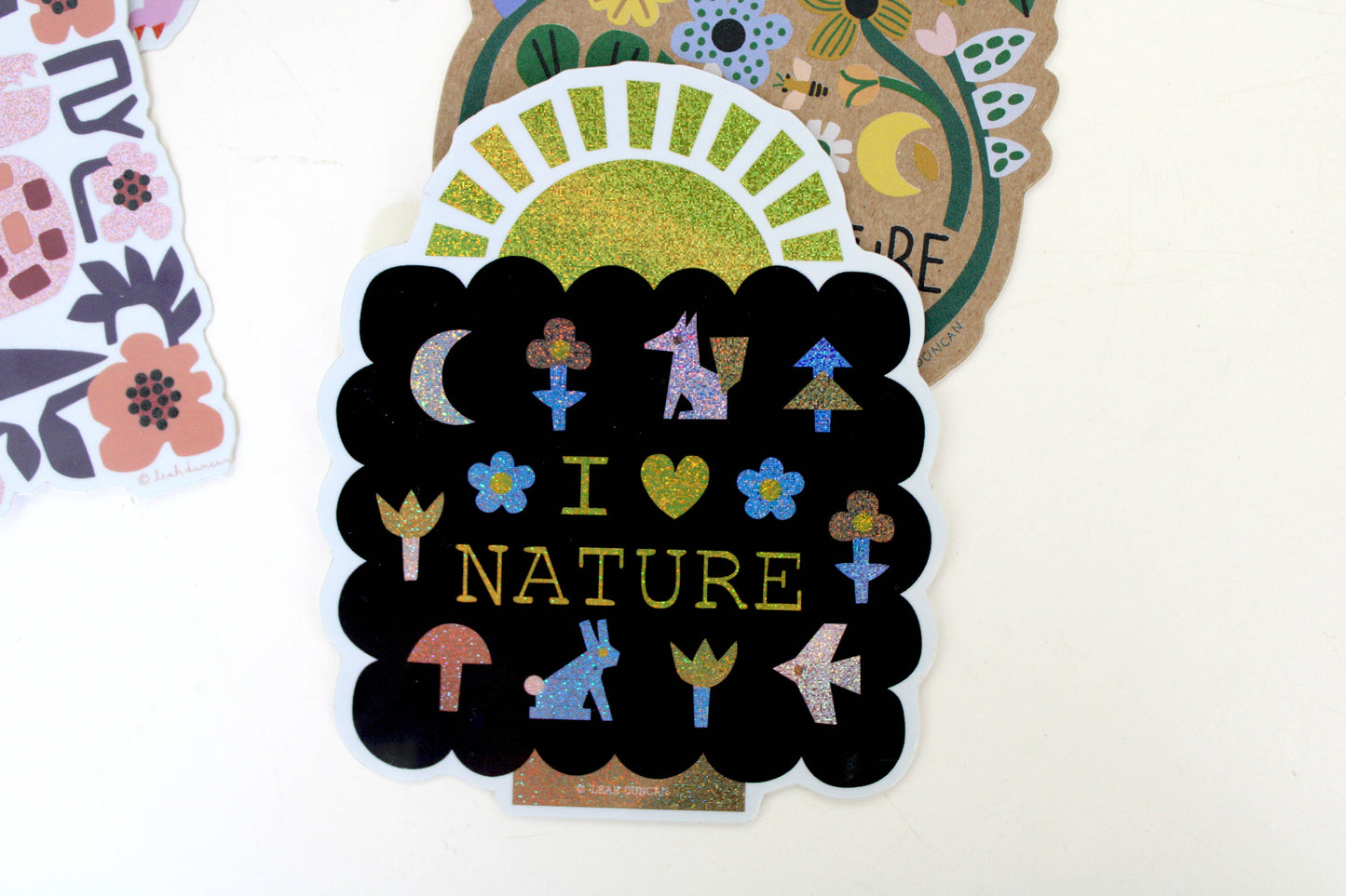 I Love Nature Glitter Vinyl Sticker