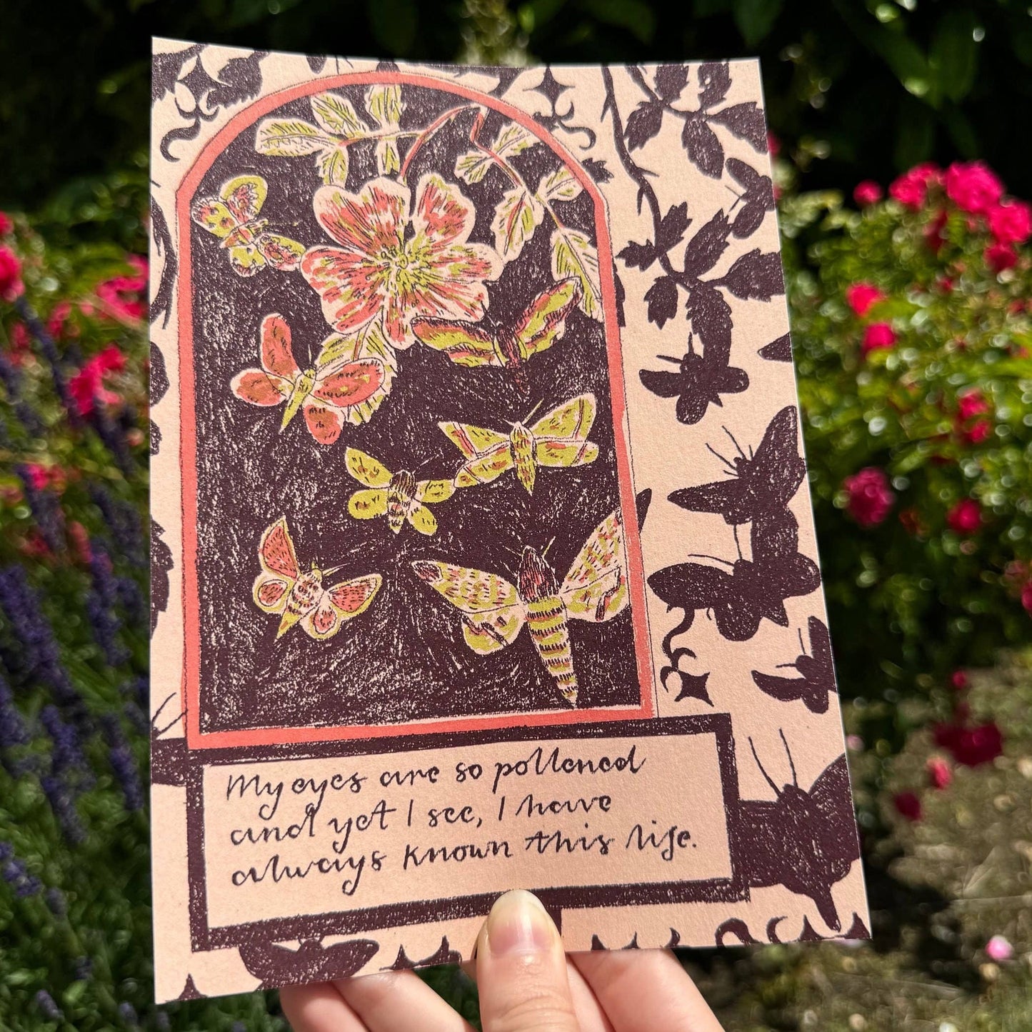 Moths in the Meadow A5 Print