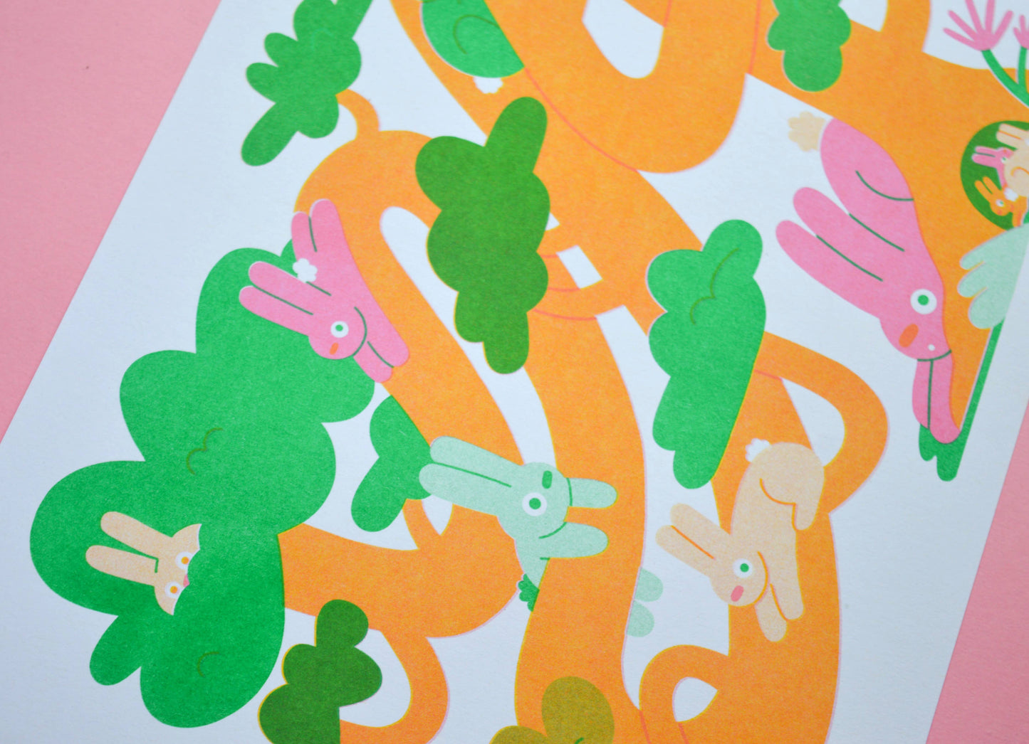 Bunny Fields Risograph Print