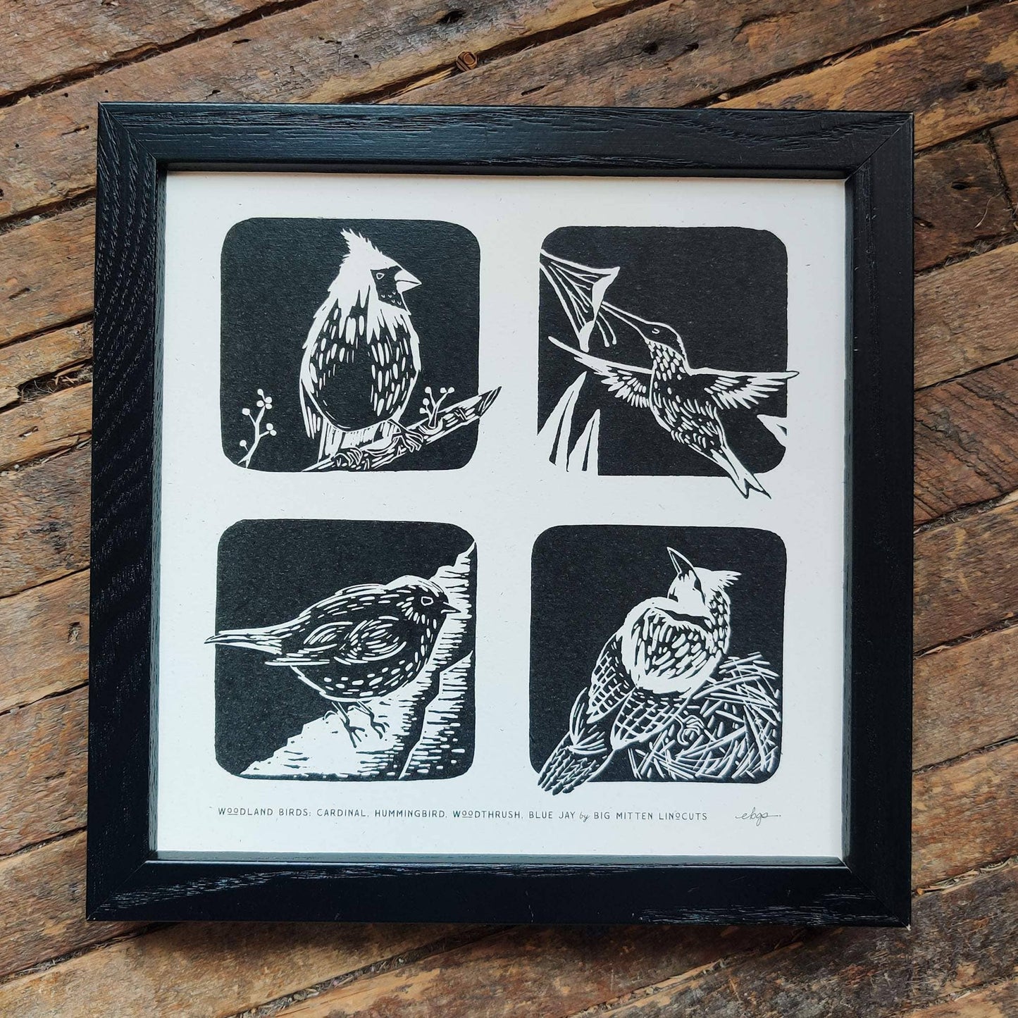 Woodland Birds Linoprint