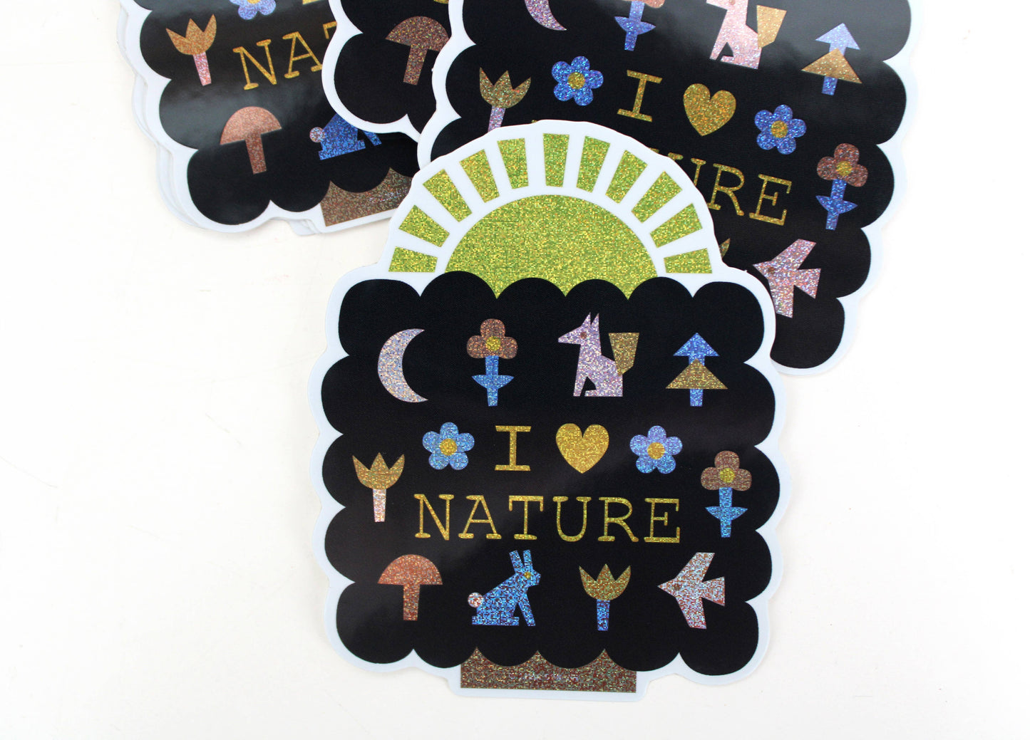 I Love Nature Glitter Vinyl Sticker