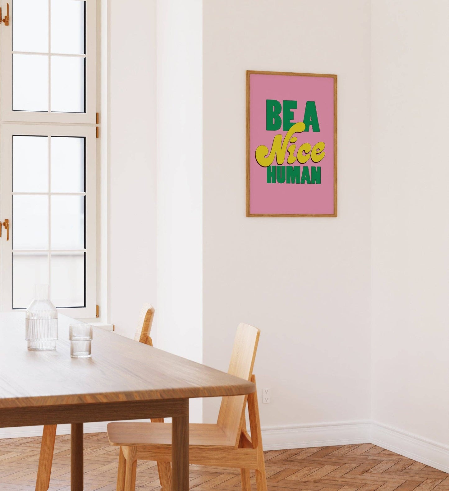 Be A Nice Human Print | Colorful Funny Art Print: Multi / 8 x 10"