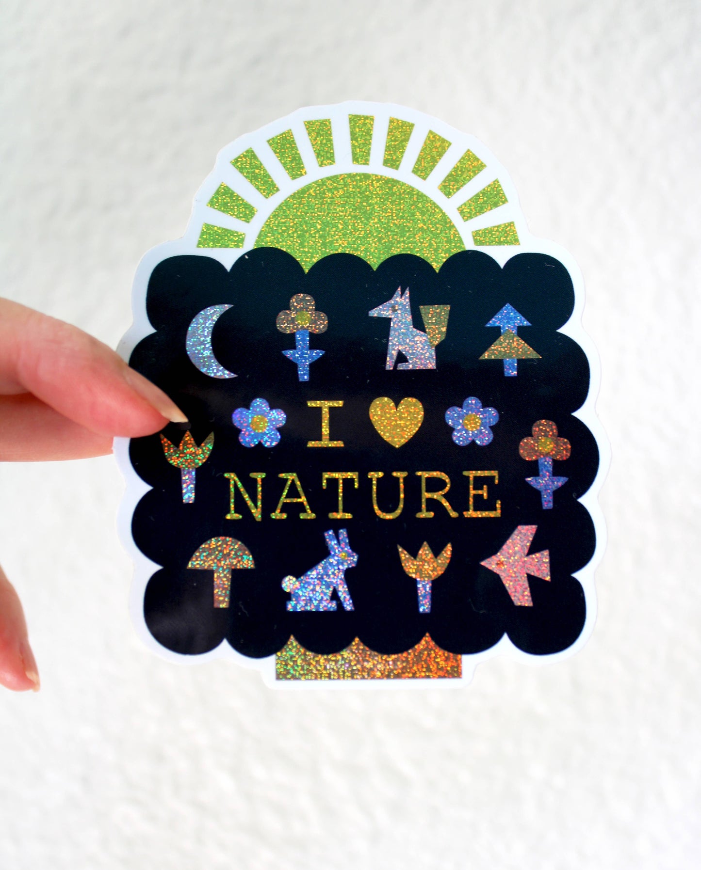 I Love Nature Glitter Vinyl Sticker