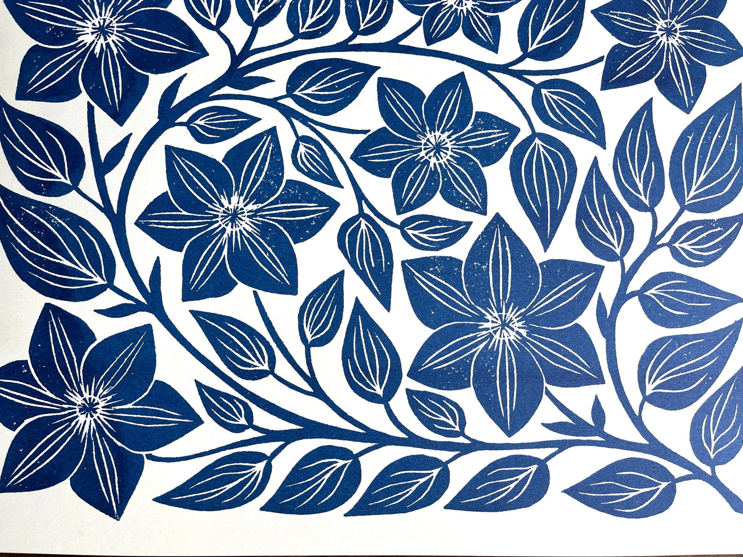 Garden Series: Navy Clematis Risograph Art Print