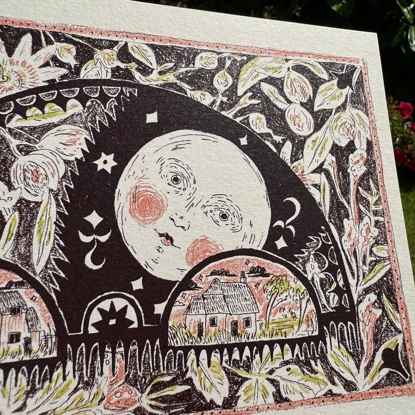 Moon Face Botanical A5 Prints: Moon in arch