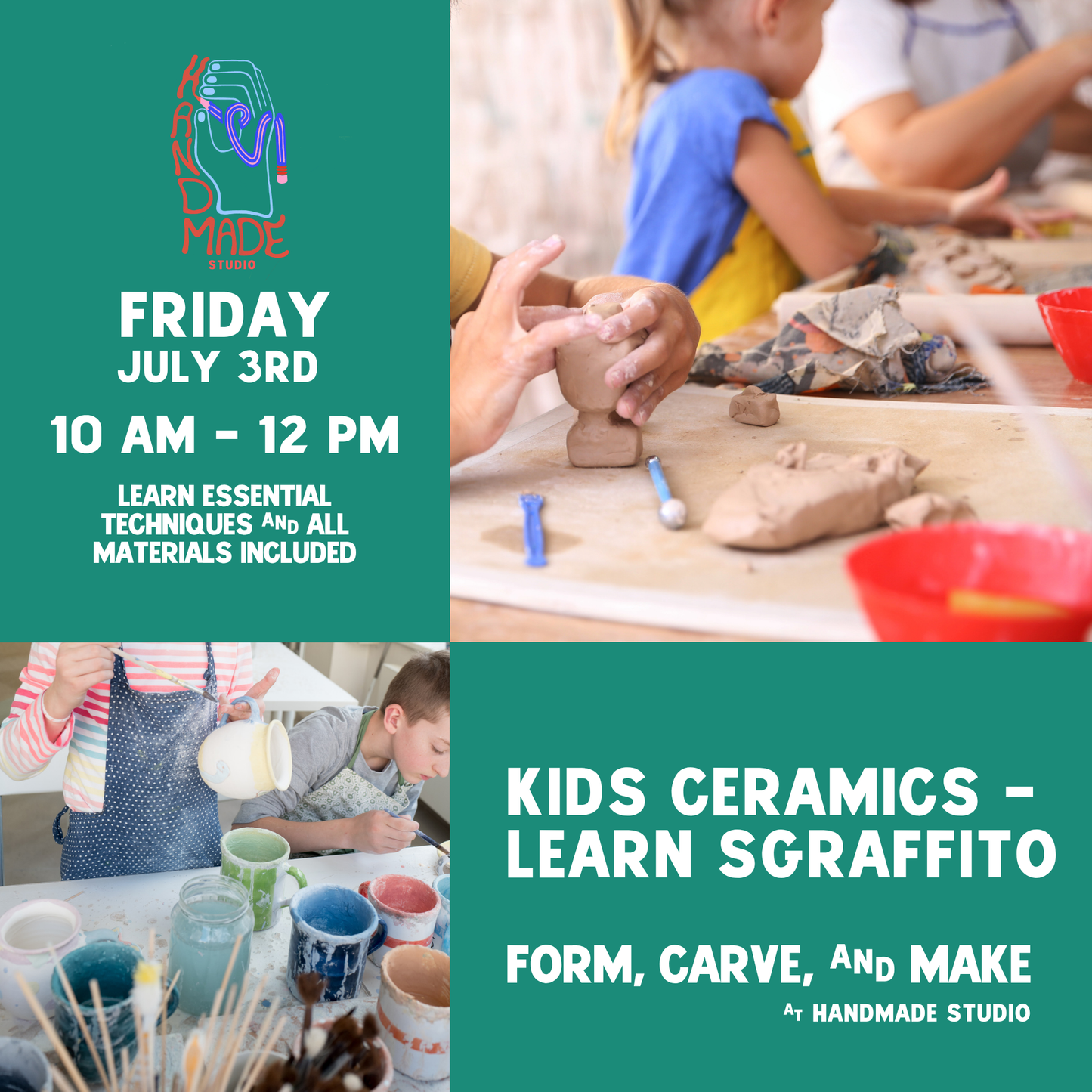 Kid's Ceramics Sgraffito Workshop