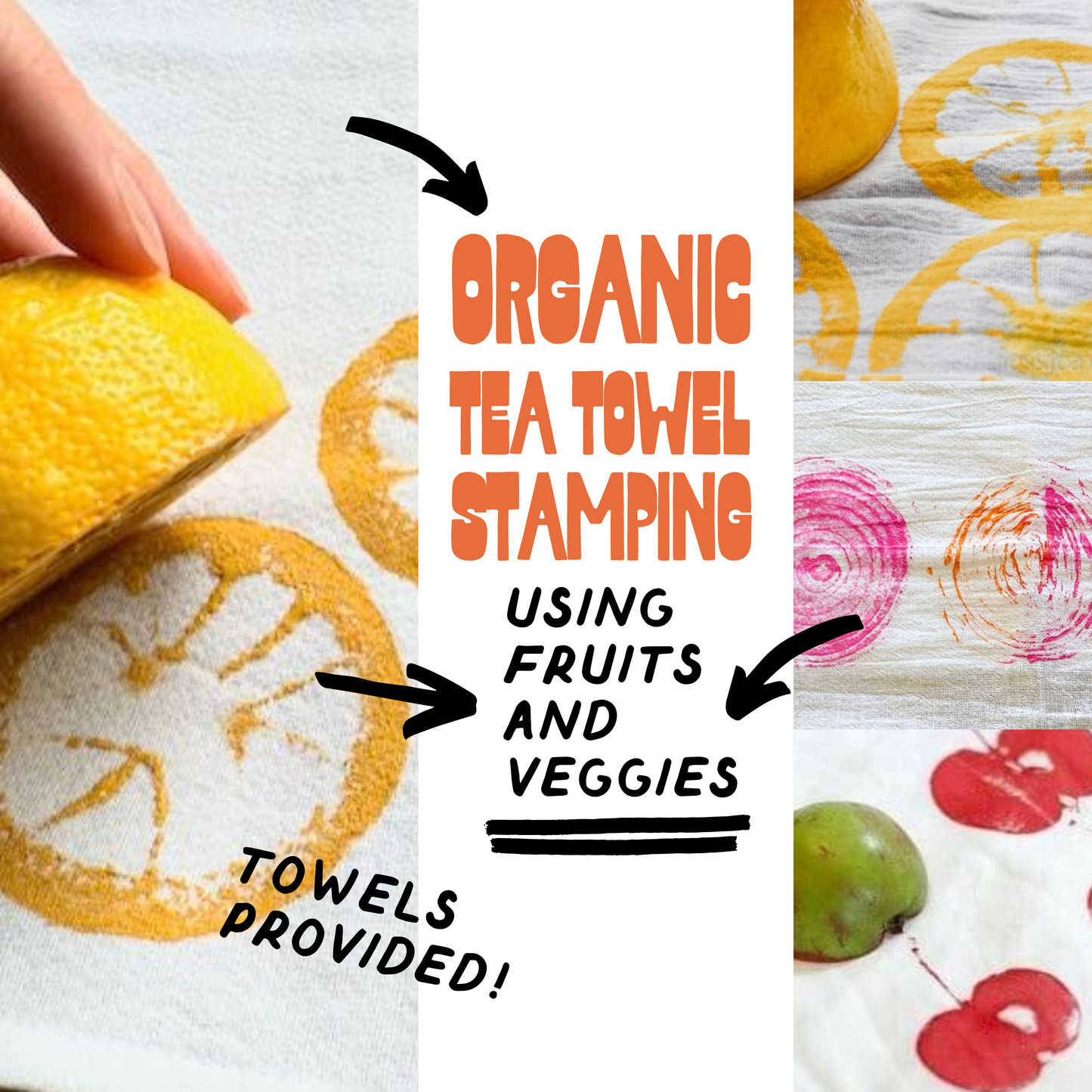 Fruit and Veggie Tea Towel Stamping