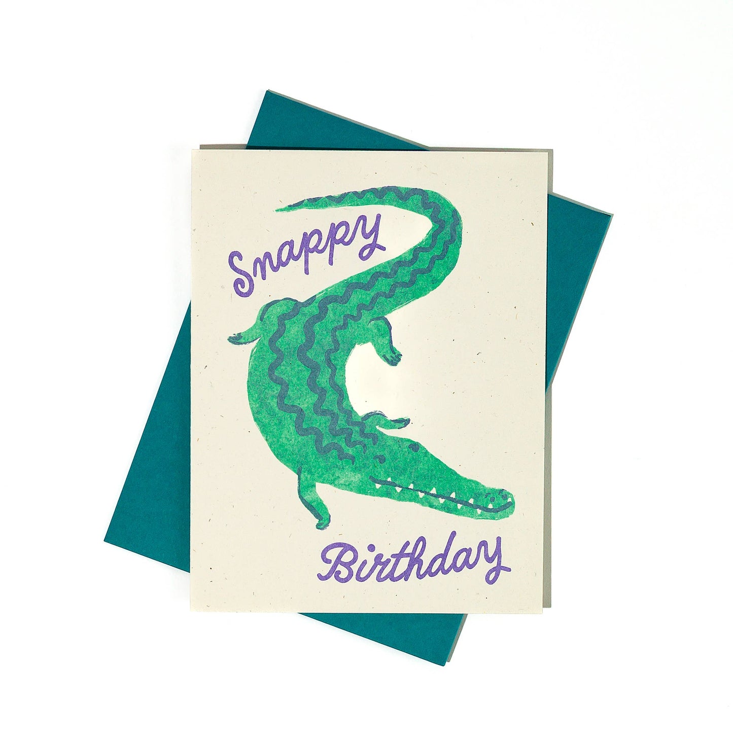 Snappy Birthday Crocodile - Risograph Card