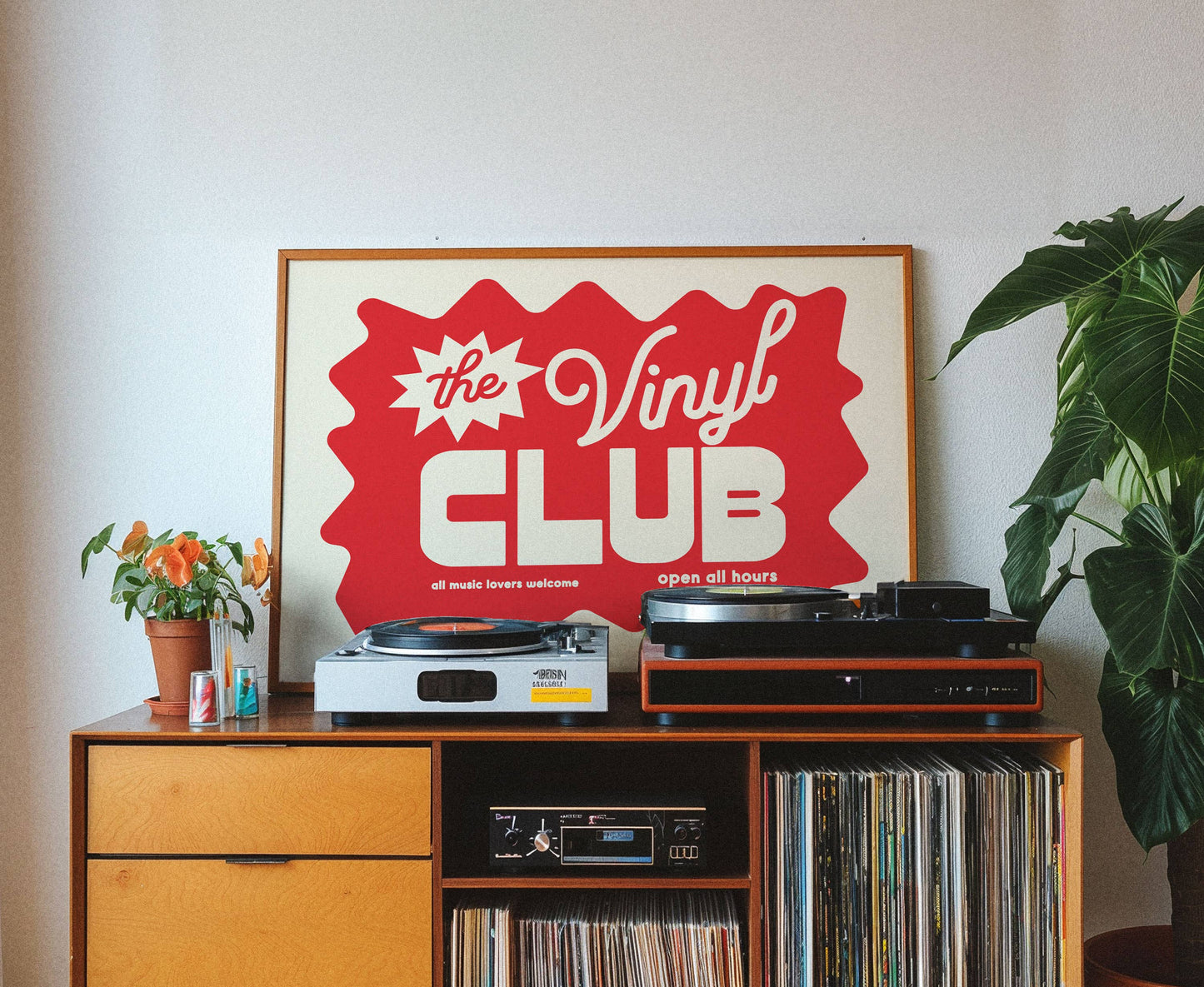 The Vinyl Club - Music Art Print: Red / 11 x 14