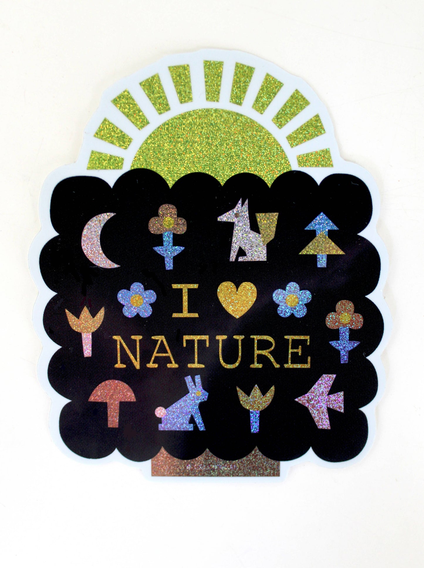 I Love Nature Glitter Vinyl Sticker