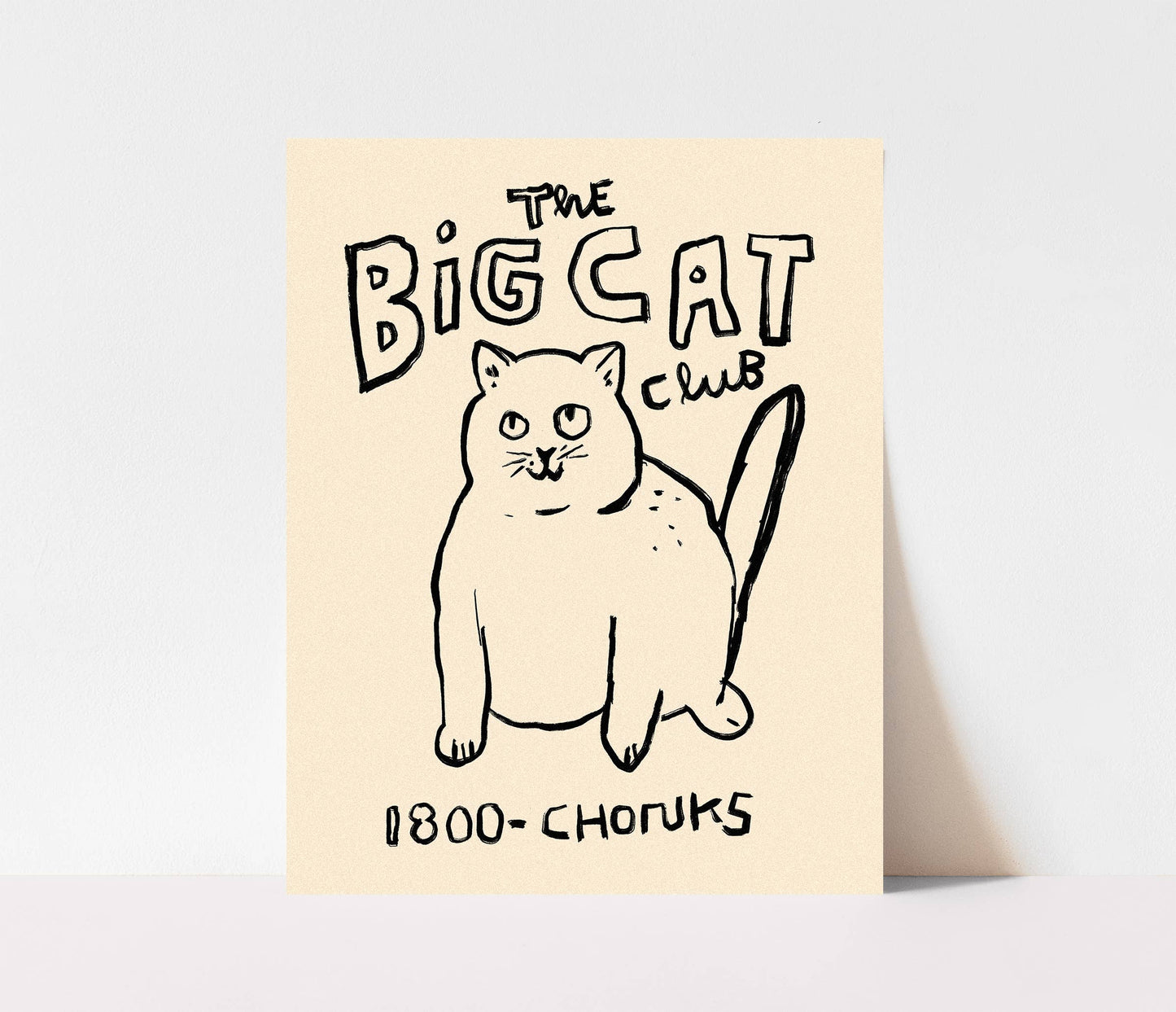 Big Cat Club Print - Chonk Cat Lovers Art Illustration Gift: Blue / 11 x 14