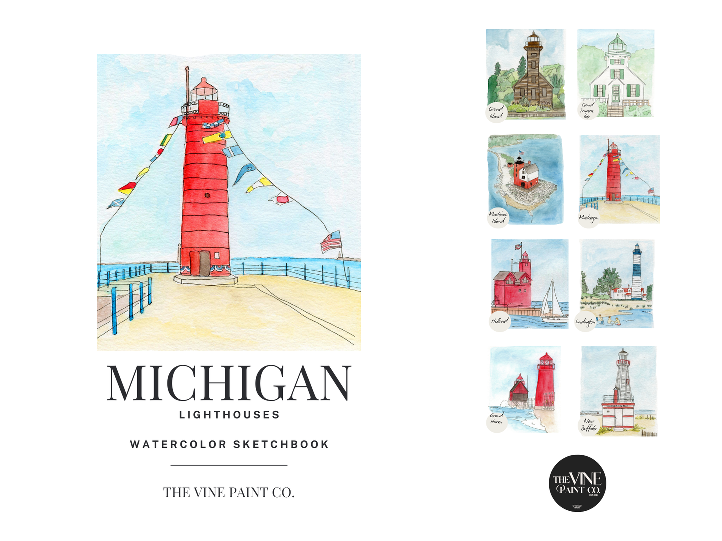 Michigan Lighthouse Watercolor Sketchbook