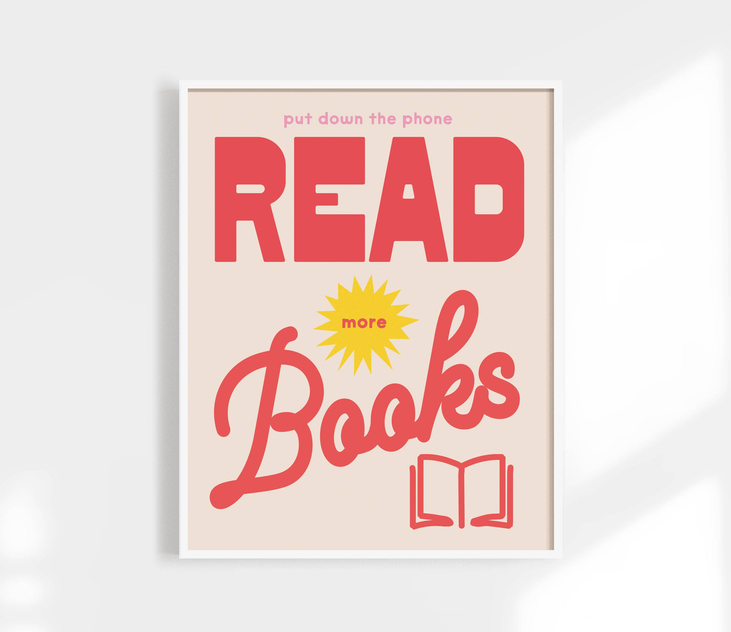 Read More Book Print - Retro Book Club Art Poster : Red / 11 x 14