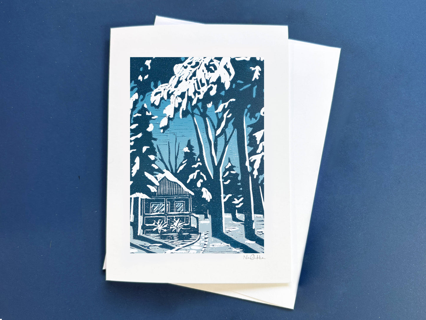 Winter Cabin Greeting Card: With Clear EcoSleeve