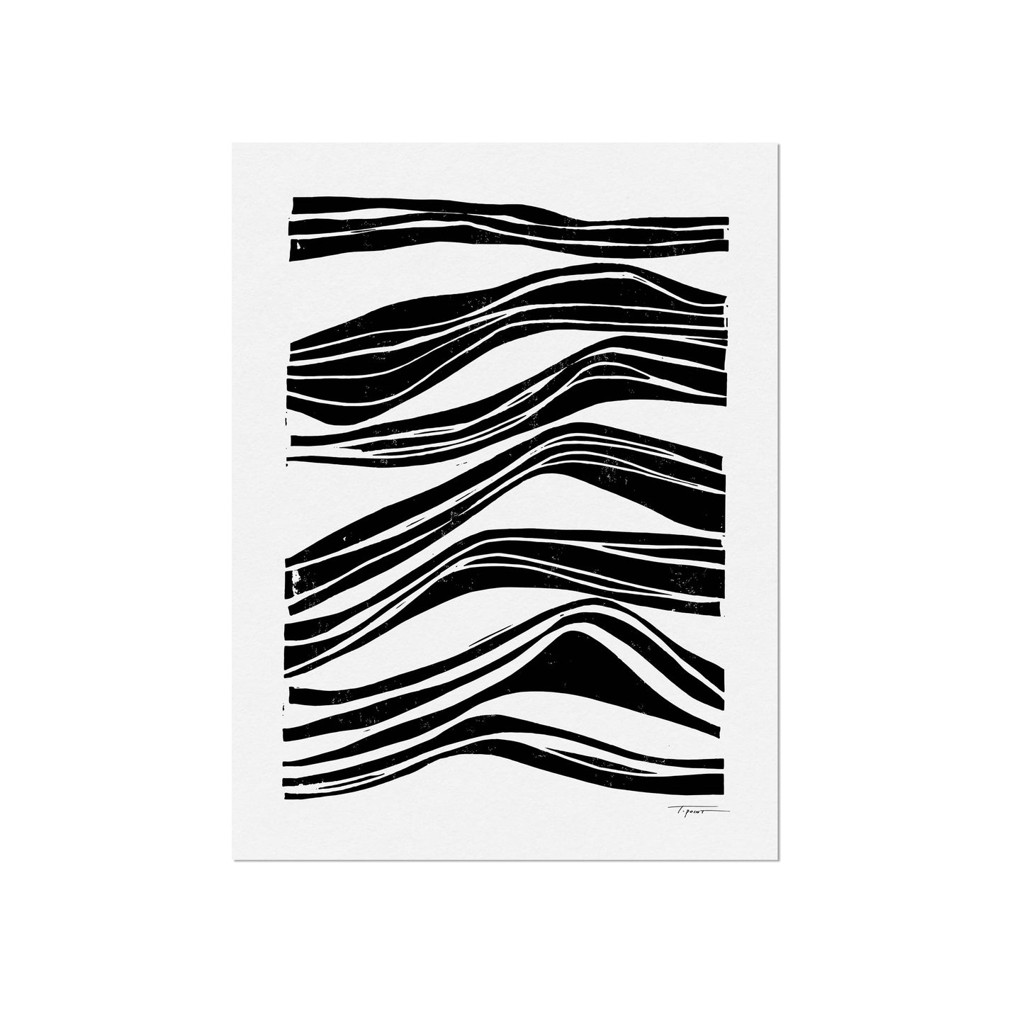 Abstract Waves Block Print - 11x14