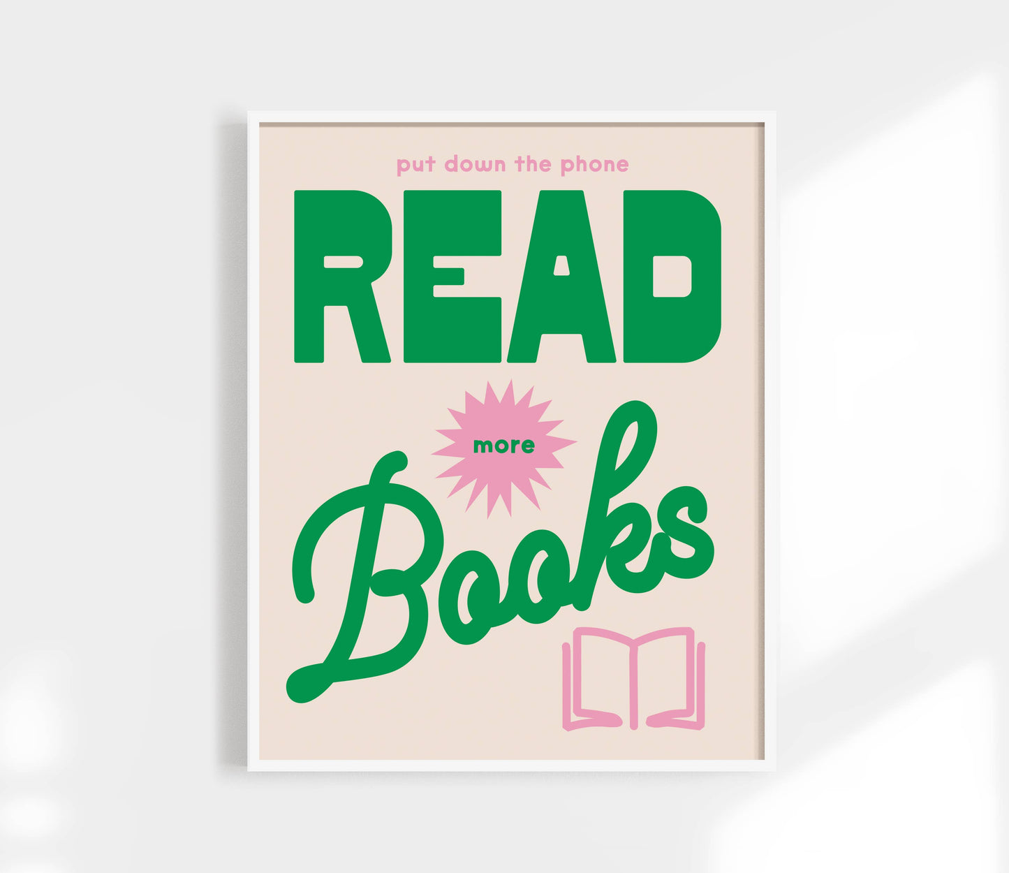 Read More Book Print - Retro Book Club Art Poster : Red / 11 x 14