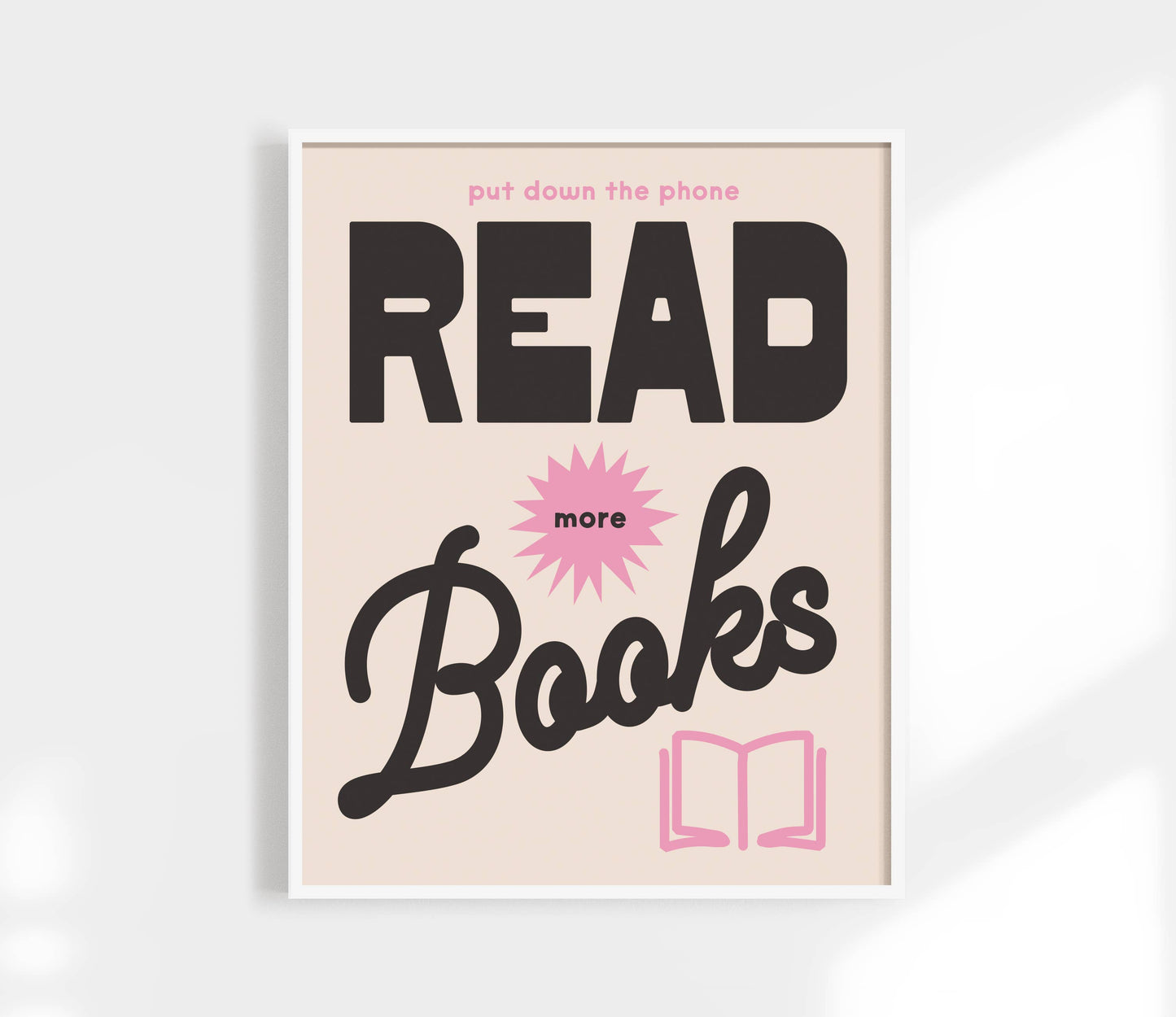 Read More Book Print - Retro Book Club Art Poster : Red / 11 x 14
