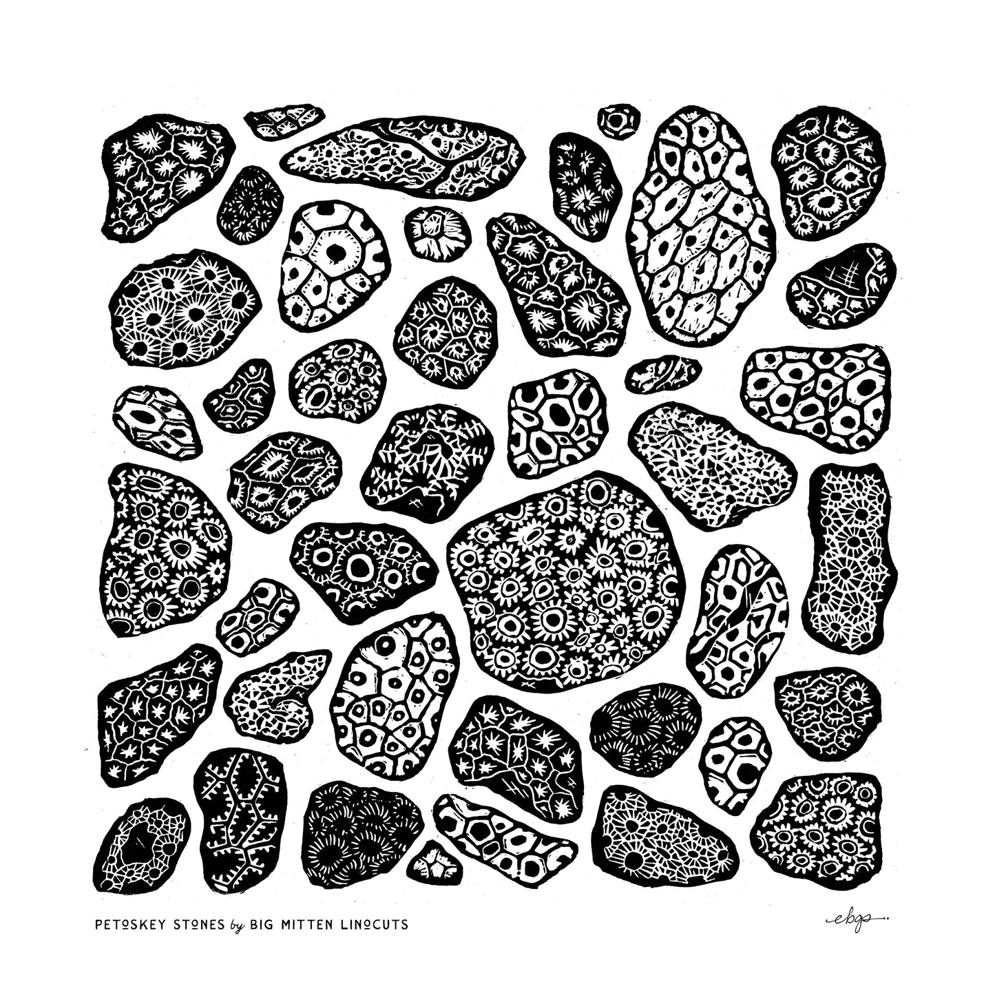 Petoskey Stones Linoprint
