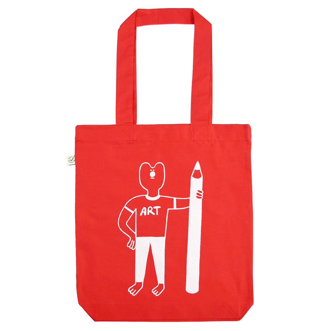 YUK FUN ART Tote Bag: Blue on natural